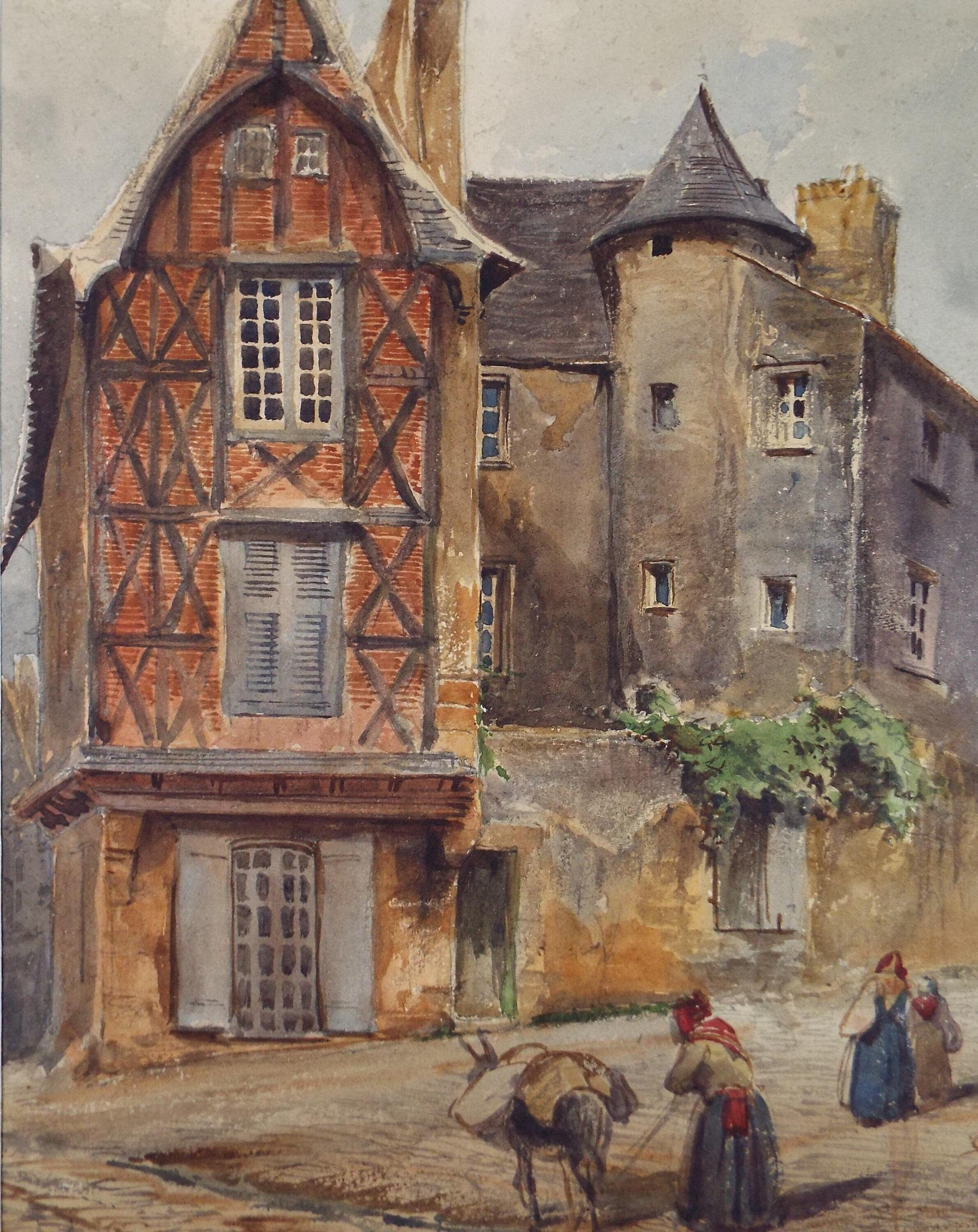 Original Watercolour 'Continental Streetscape',Late 19th Century, artist unknown