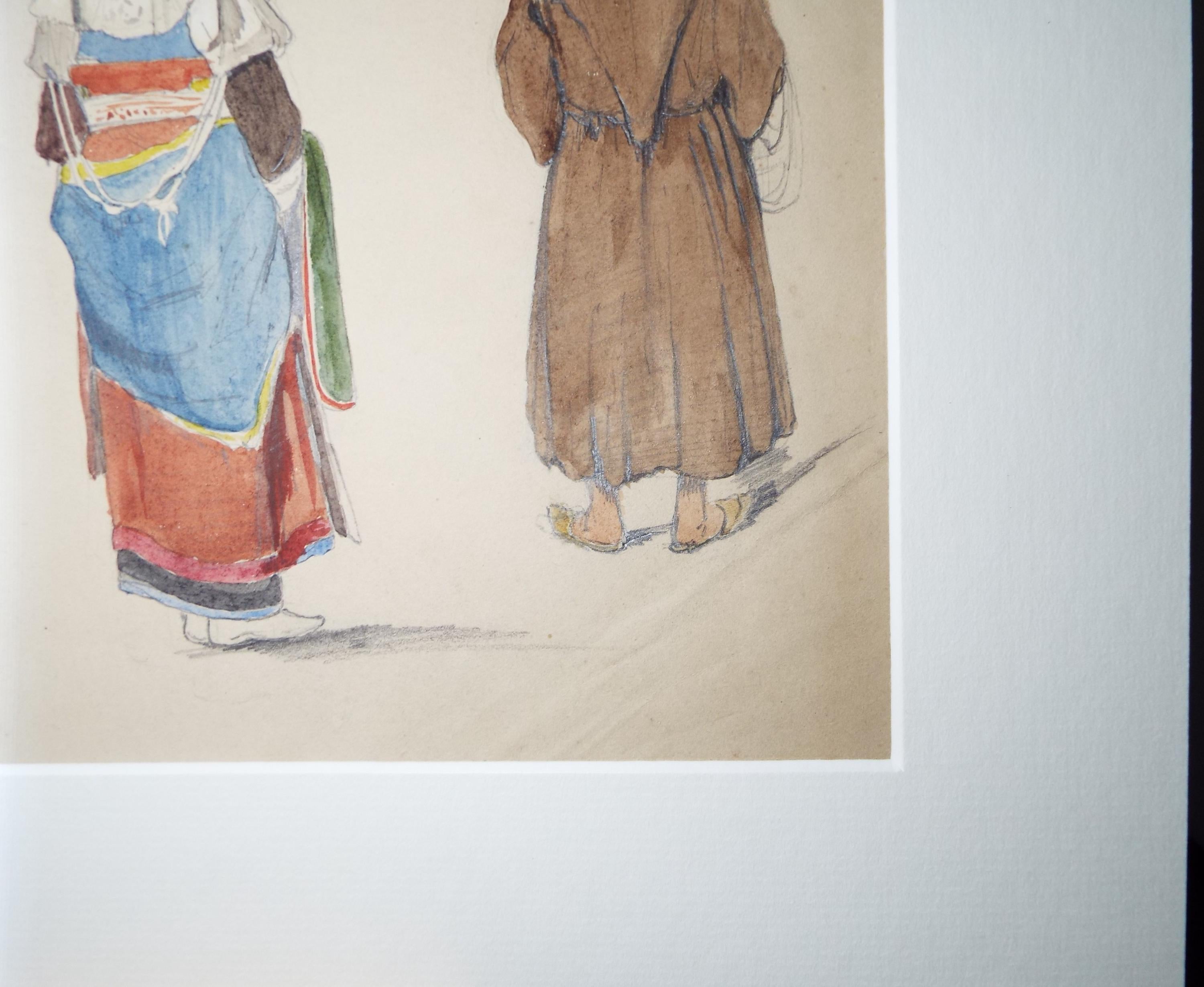 Original Watercolour, 'Costumes de Potenza', Mid 19th Century, Unknown artist