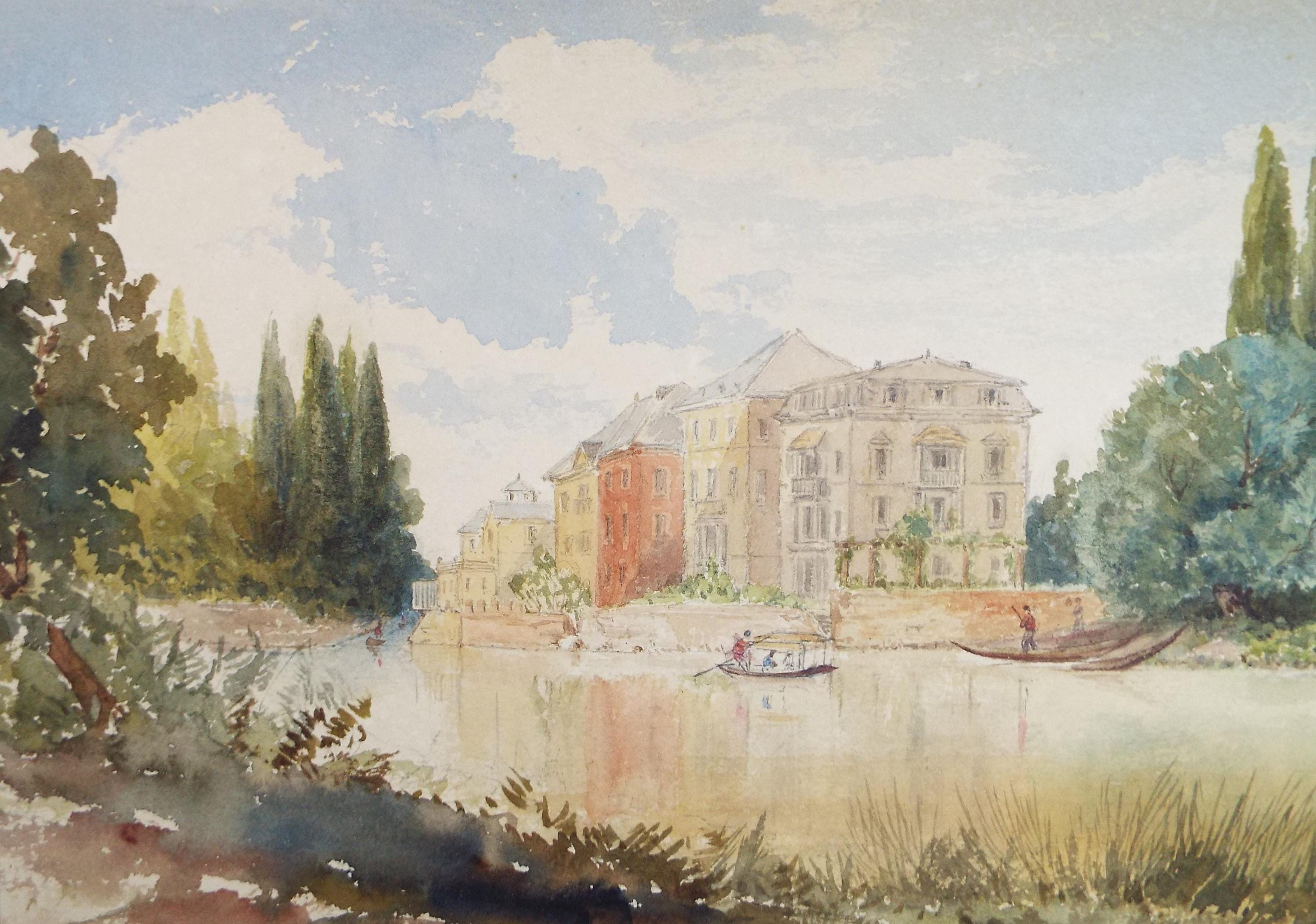 Original Watercolour 'Punt on the River', Late 19th Century, artist unknown