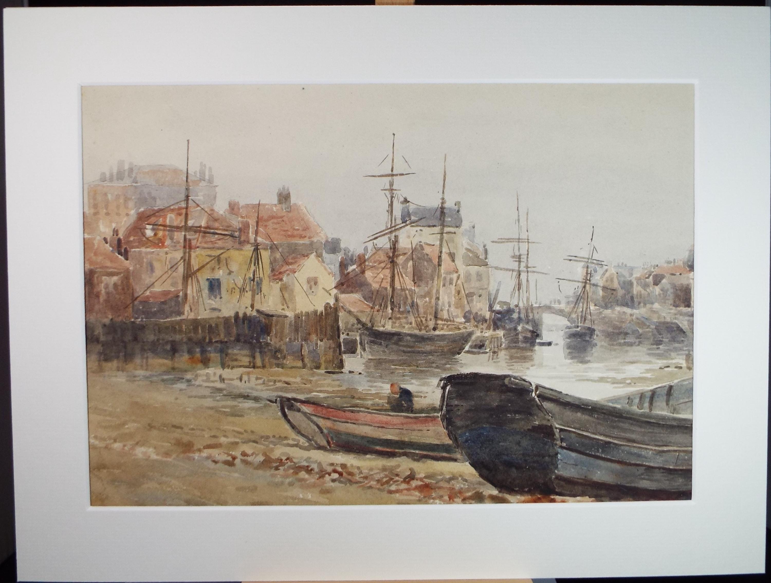 Original Watercolour,'The Town Quay', Late 19th Century, Artist Unknown