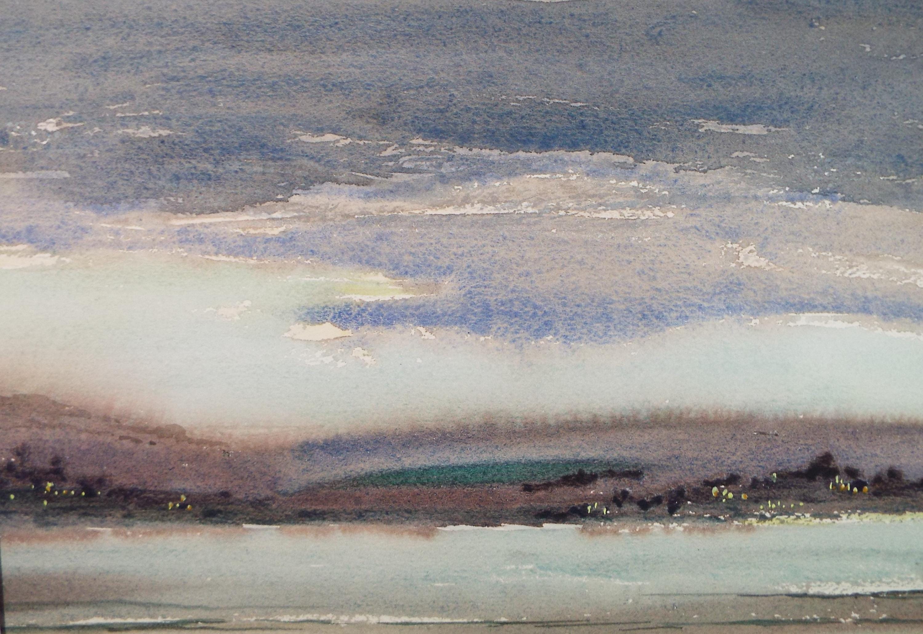 Original Watercolour, 'Twilight over the Coast', Gwen Rayner, c1970's