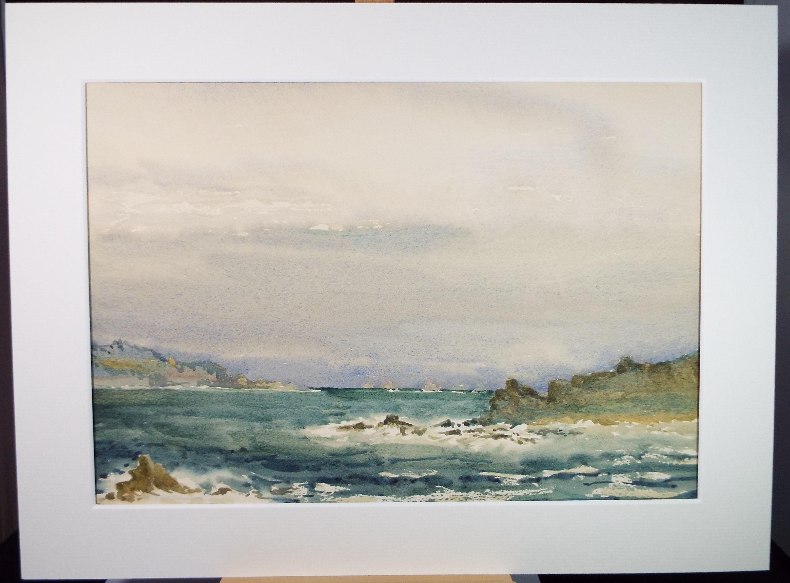 Original Watercolour, 'A Rocky Shore', Gwen Rayner, c1970's