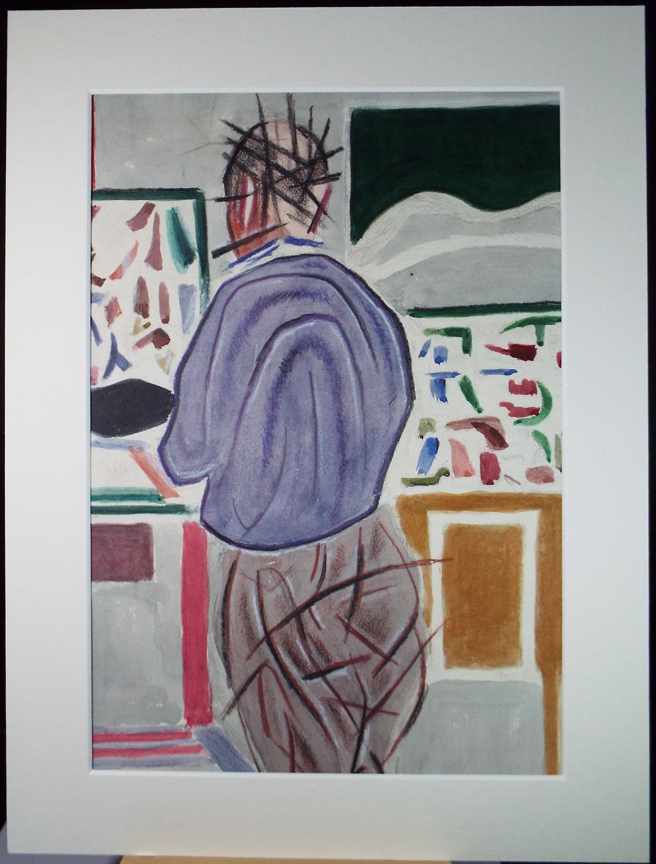 Original Gouache & Pastel ,'Standing Figure', James Wood (1889-1975), 1950's