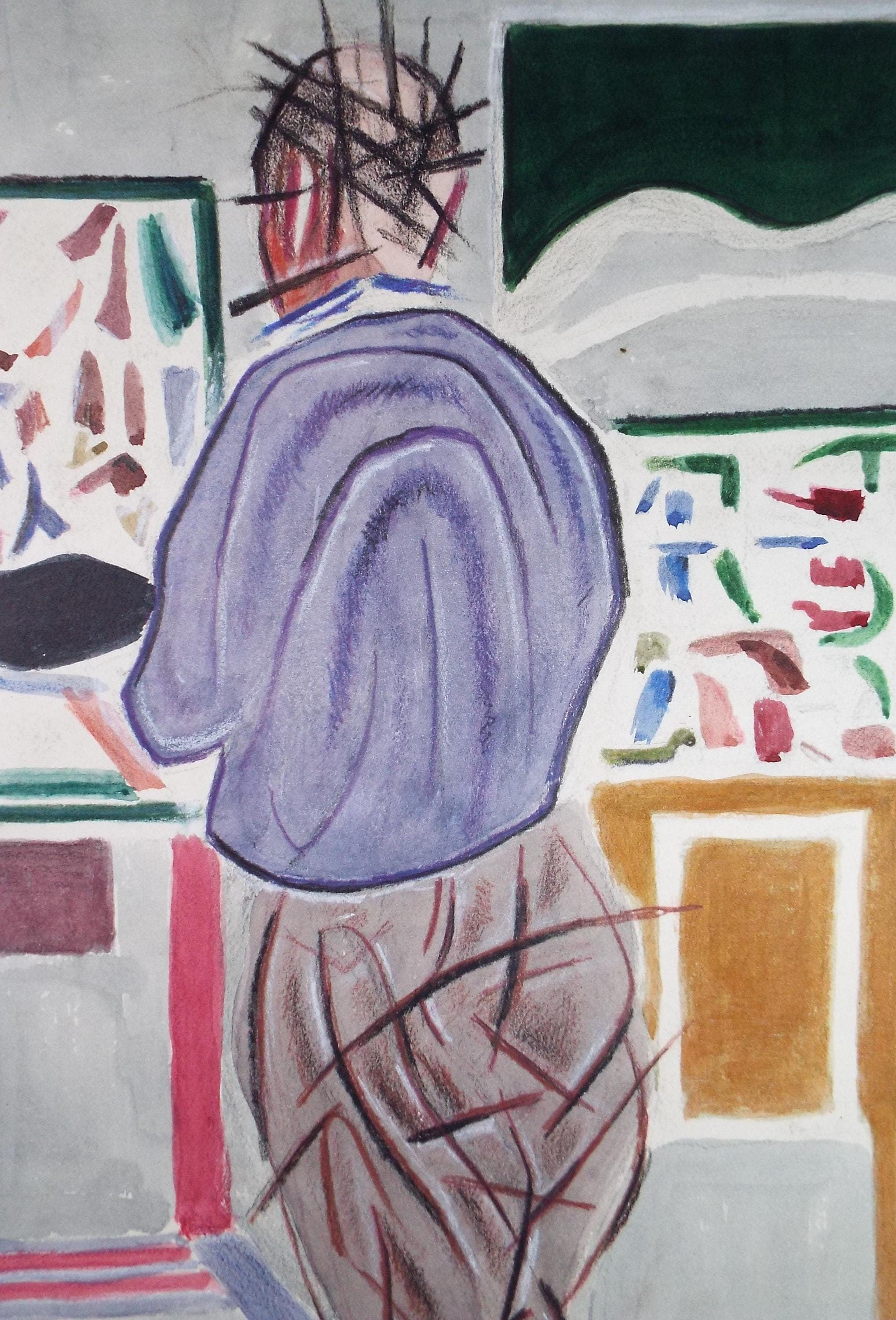 Original Gouache & Pastel ,'Standing Figure', James Wood (1889-1975), 1950's