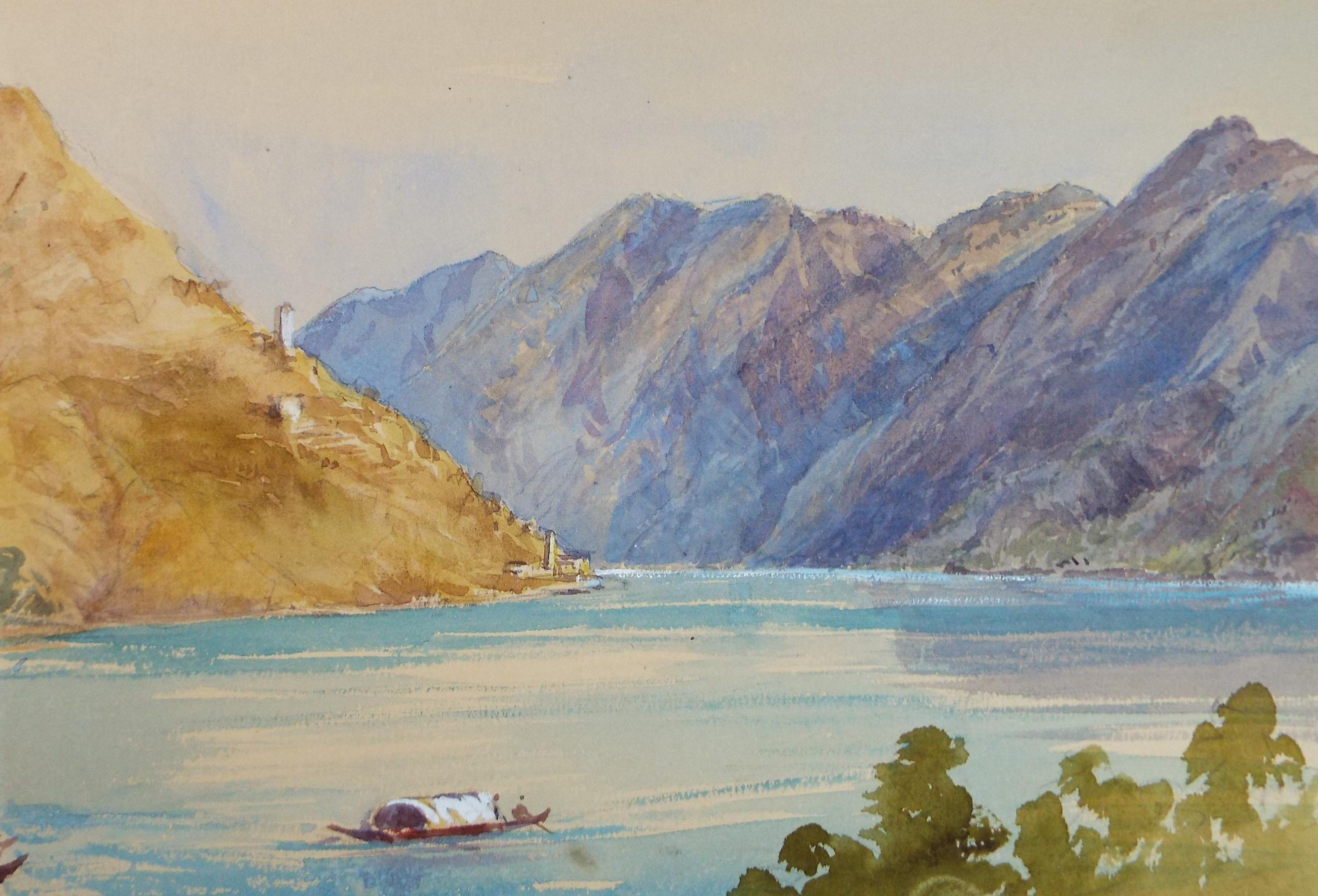 Original Watercolour, late 19th Century , 'Lake scene', Artist Unknown