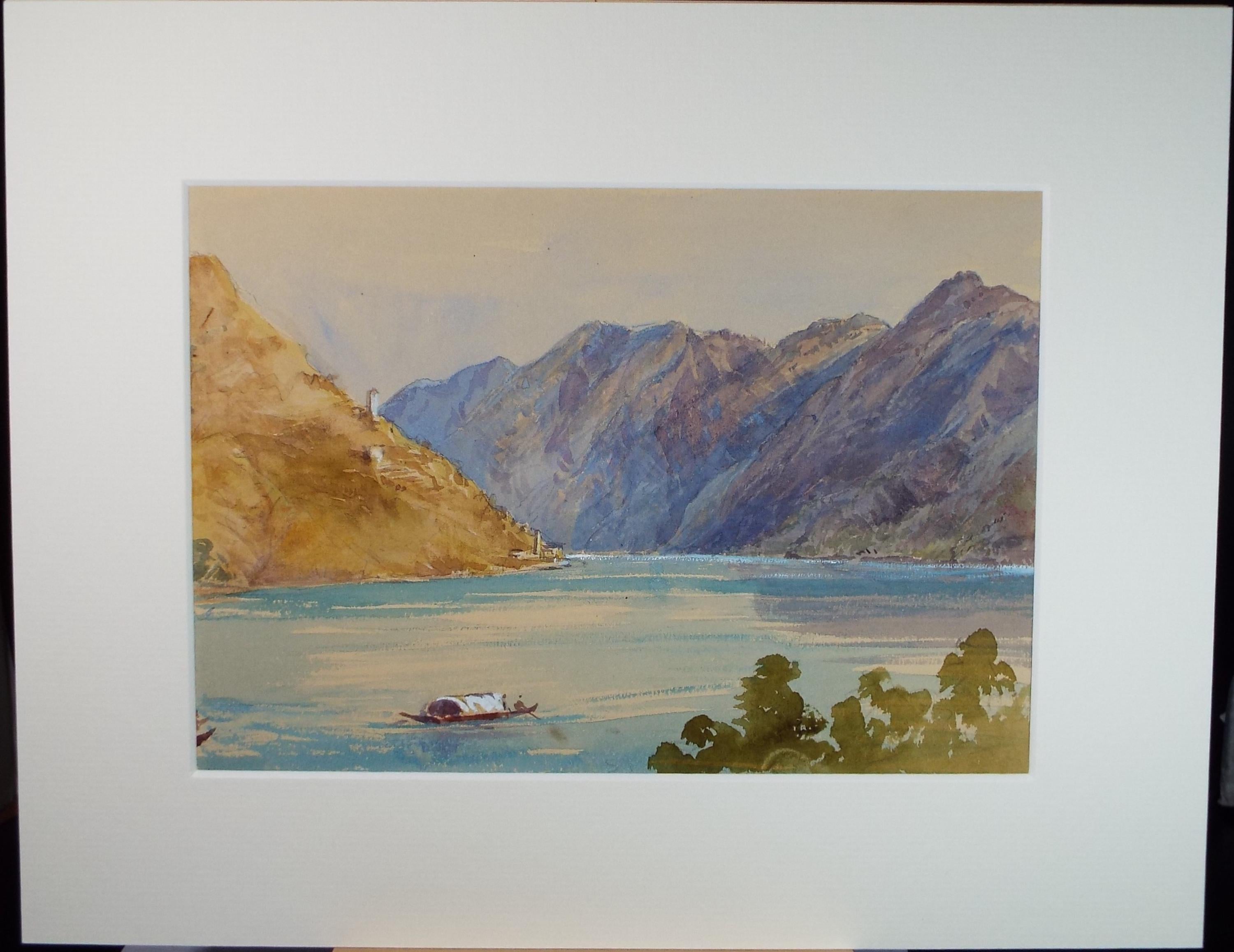 Original Watercolour, late 19th Century , 'Lake scene', Artist Unknown