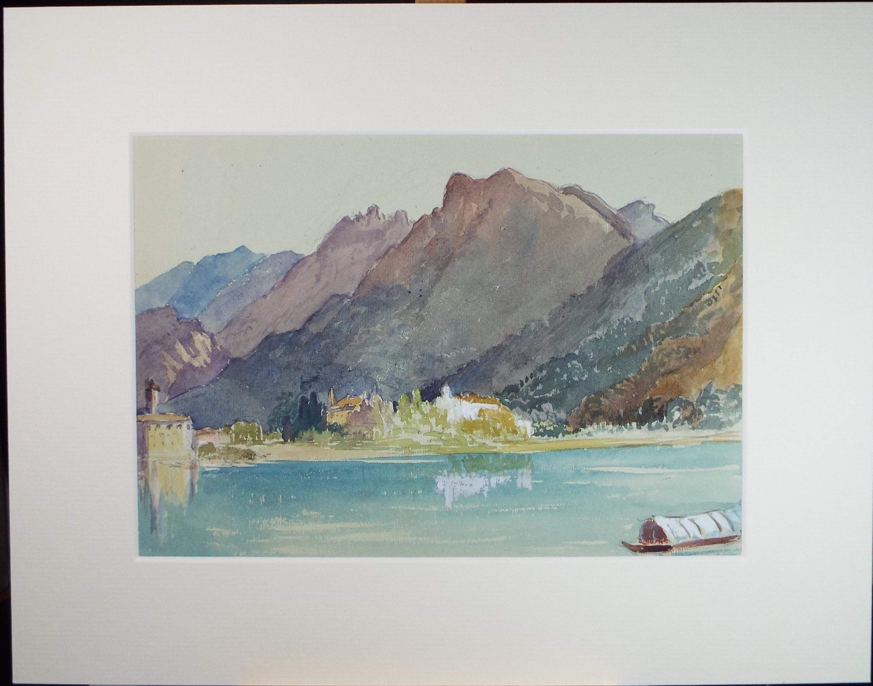 Original Watercolour, late 19th Century , 'Lake scene', Artist Unknown