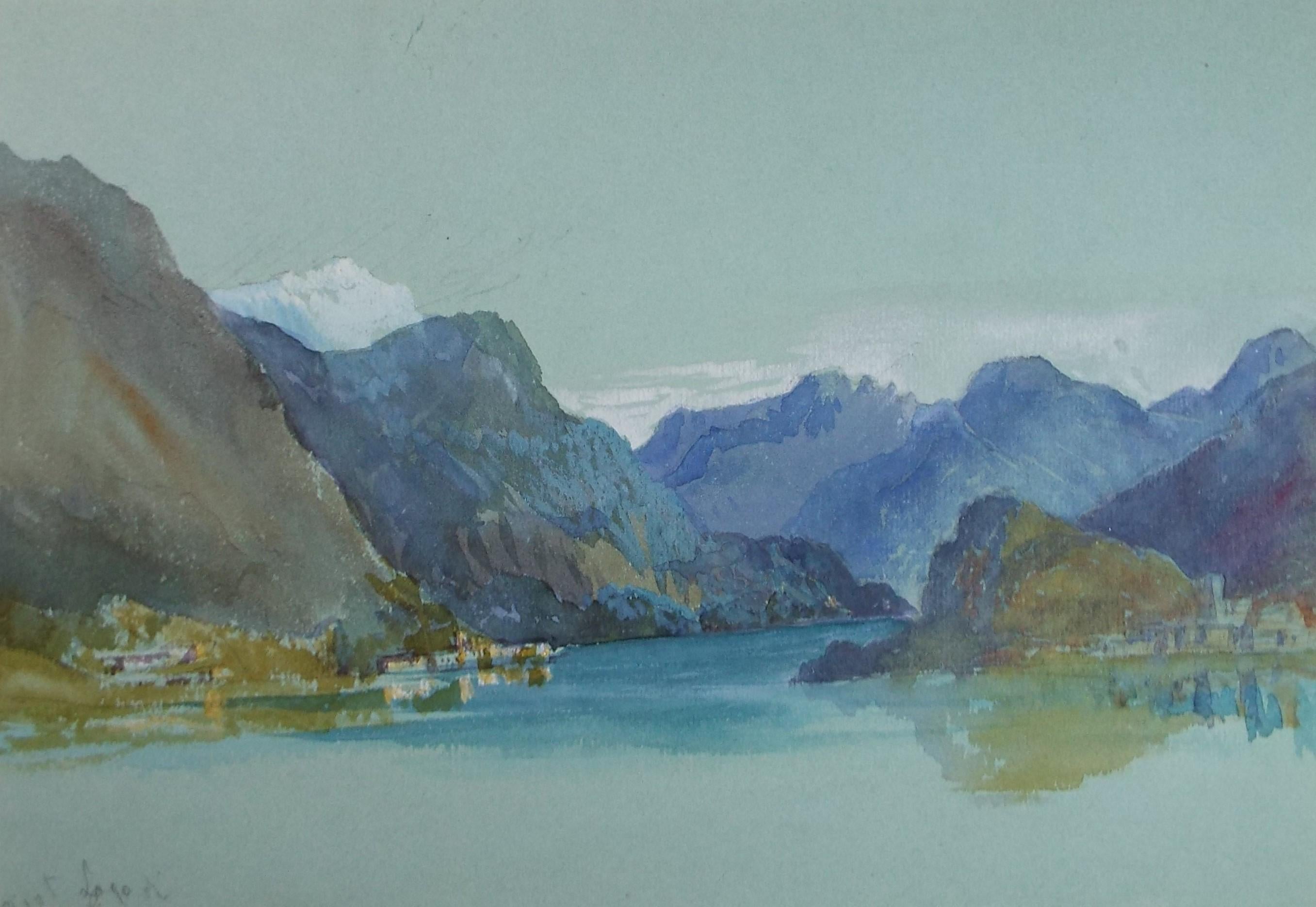 Original Watercolour, late 19th Century , 'Lake scene', Artist Unknown