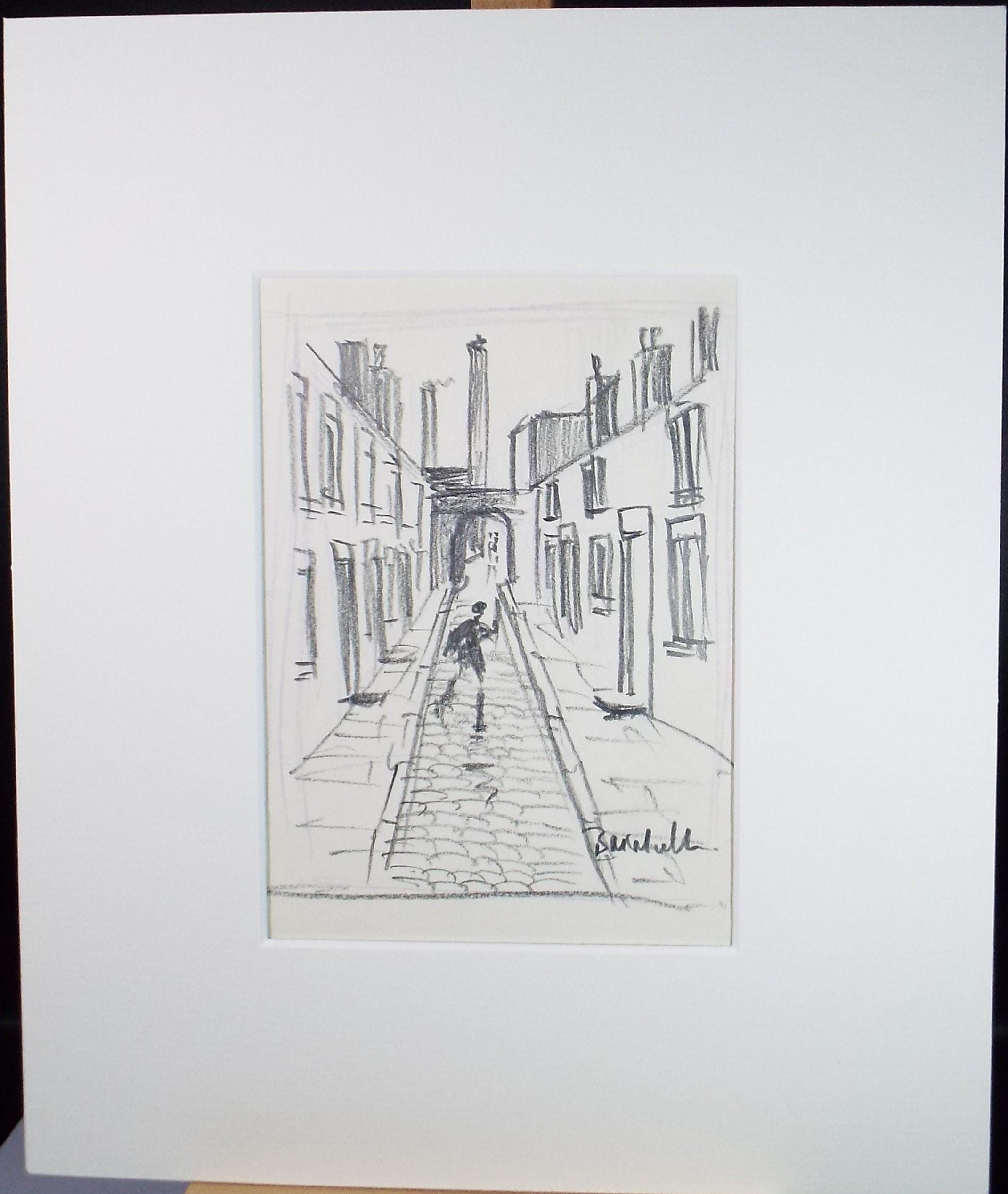 Pencil Drawing, 'Terraced Housing with Figure', Bernard McMullen (1952-2015)