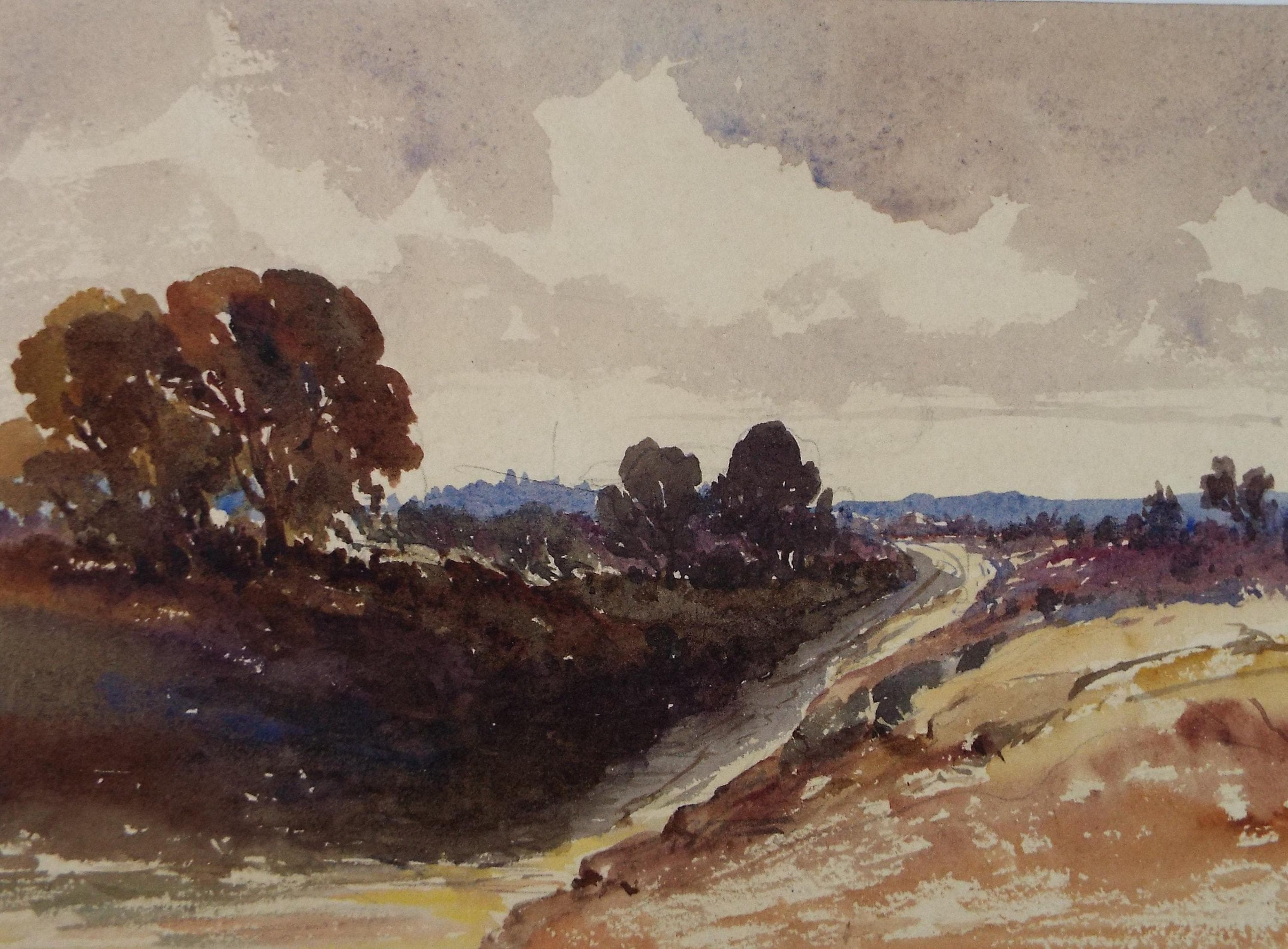 Original Watercolour, 'Track in a Landscape', Late 19th Century, unknown artist