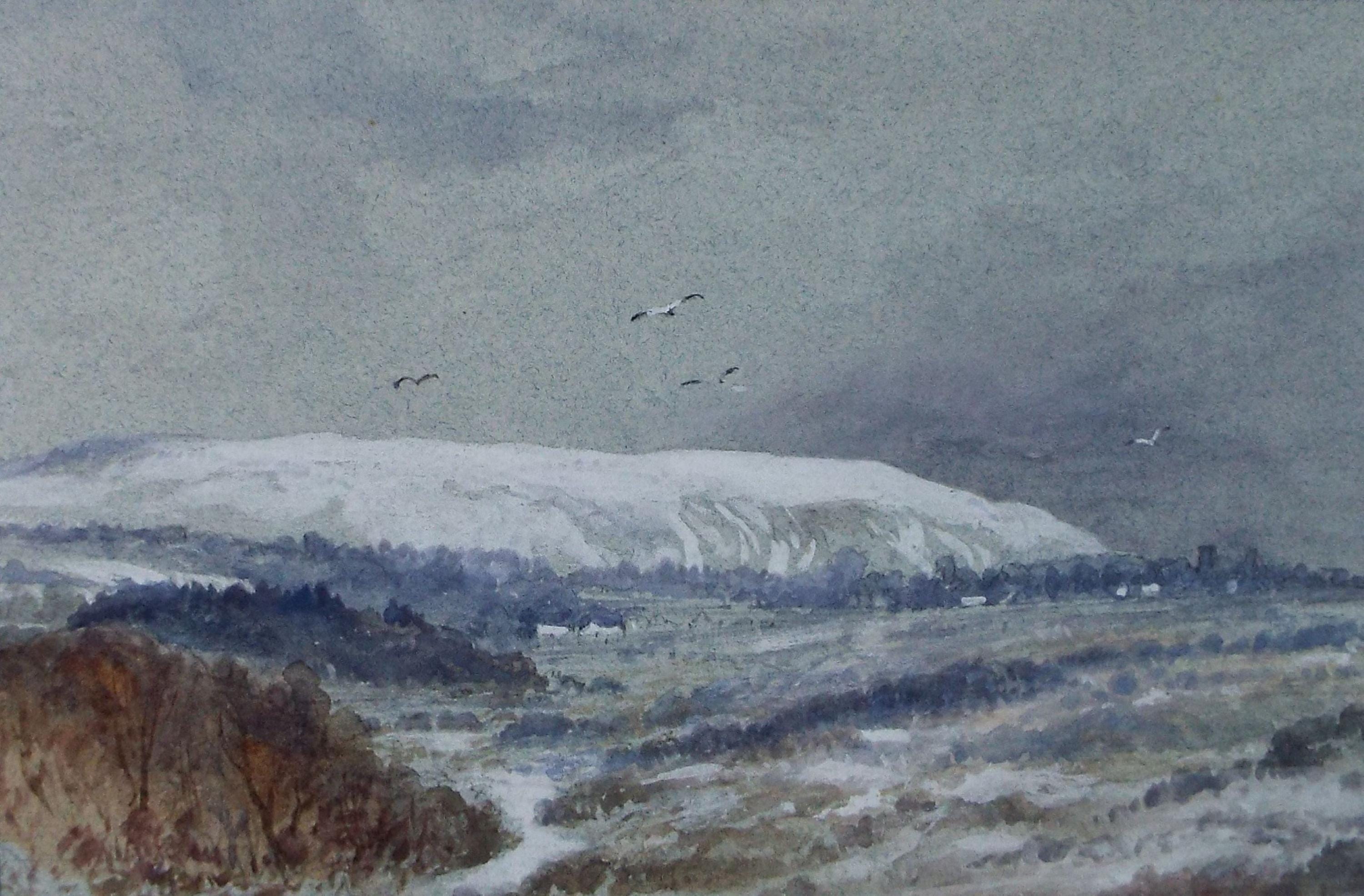 Original Watercolour, 'Snowy Landscape' Late 19th Century, unknown Artist