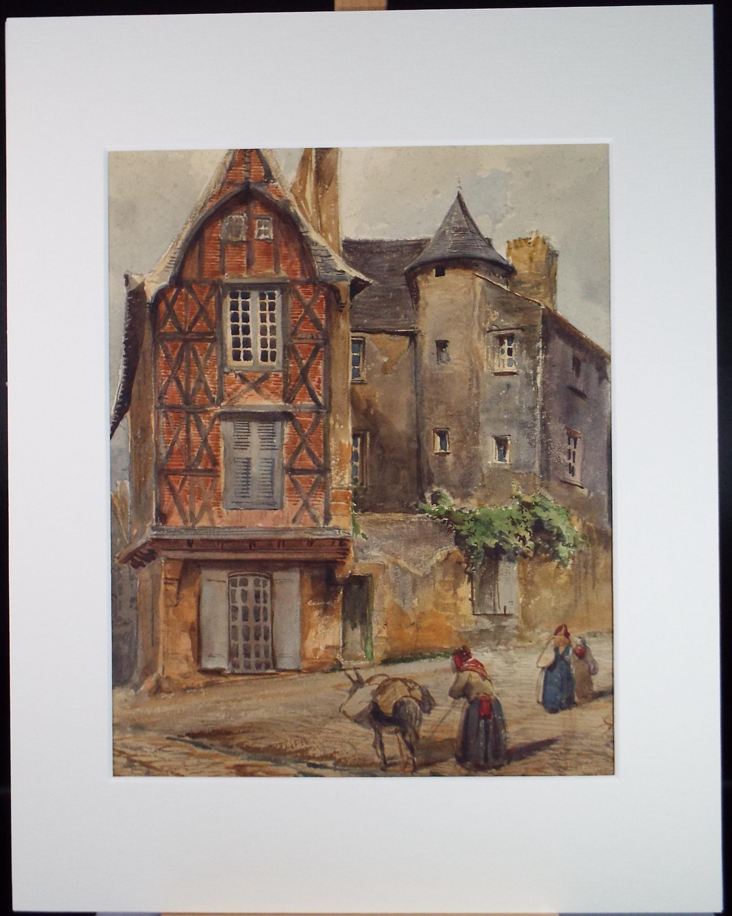 Original Watercolour 'Continental Streetscape',Late 19th Century, artist unknown