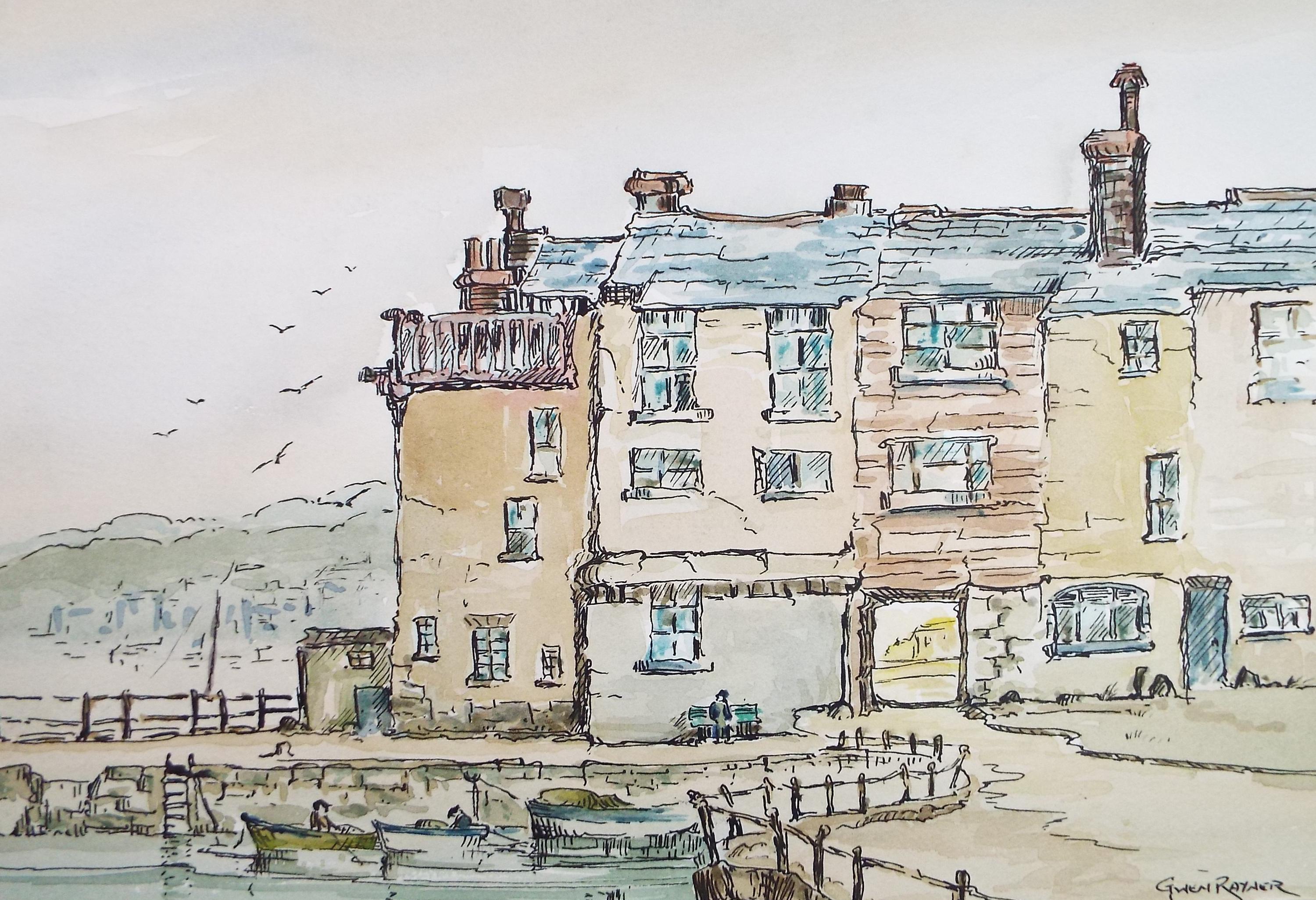 Original Watercolour, 'Falmouth', Gwen Rayner, c1970's