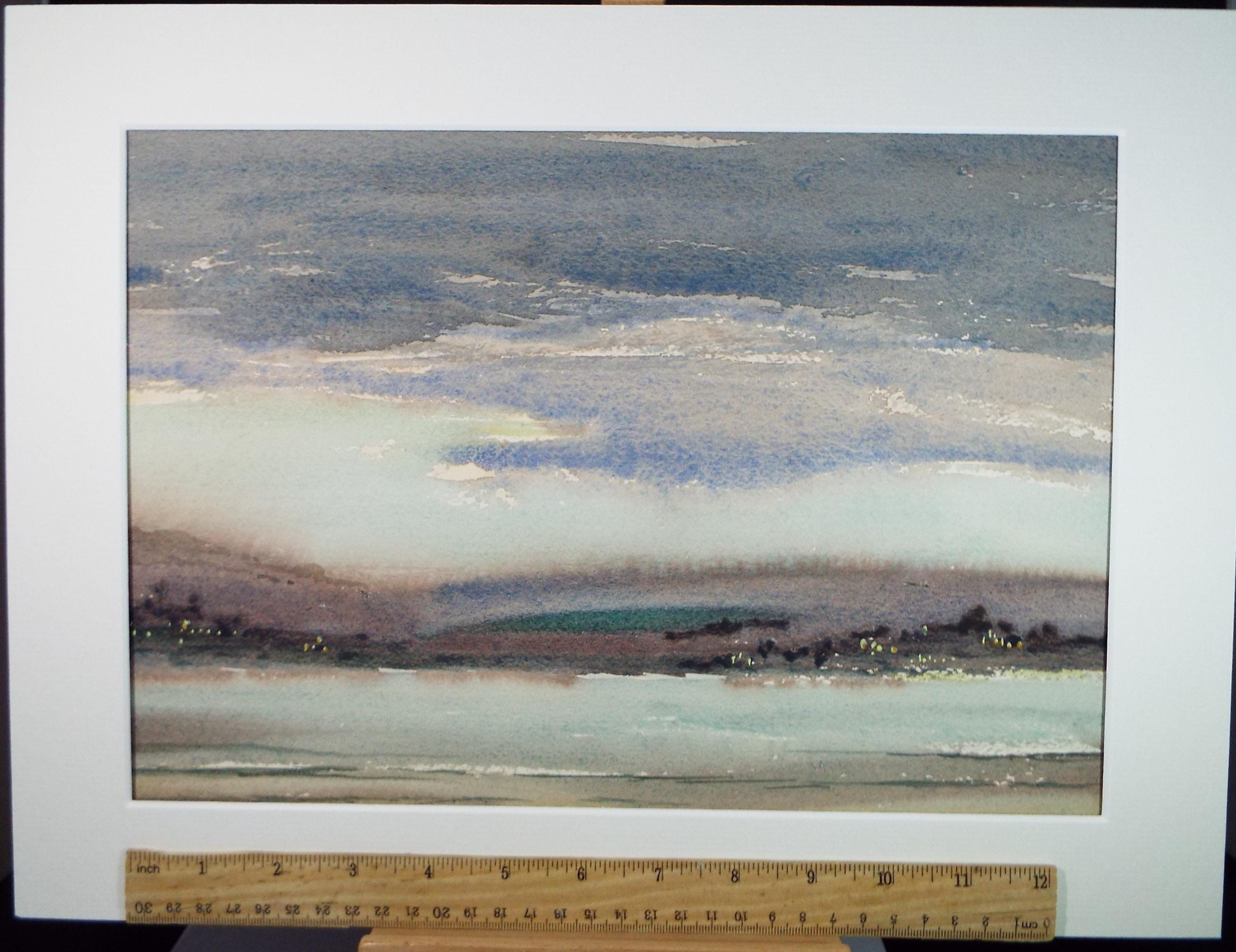 Original Watercolour, 'Twilight over the Coast', Gwen Rayner, c1970's