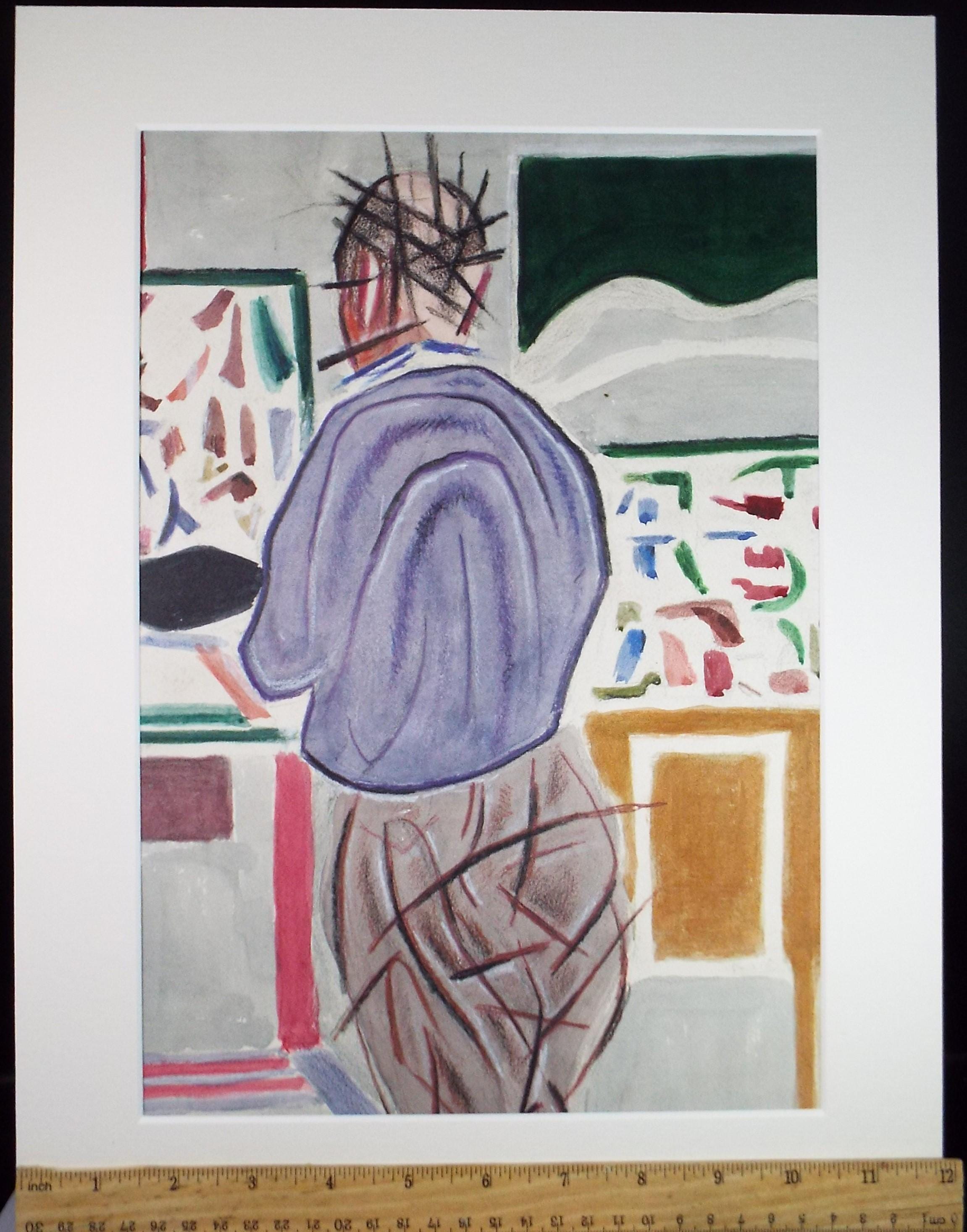 Original Gouache & Pastel ,'Standing Figure', James Wood (1889-1975), 1950's