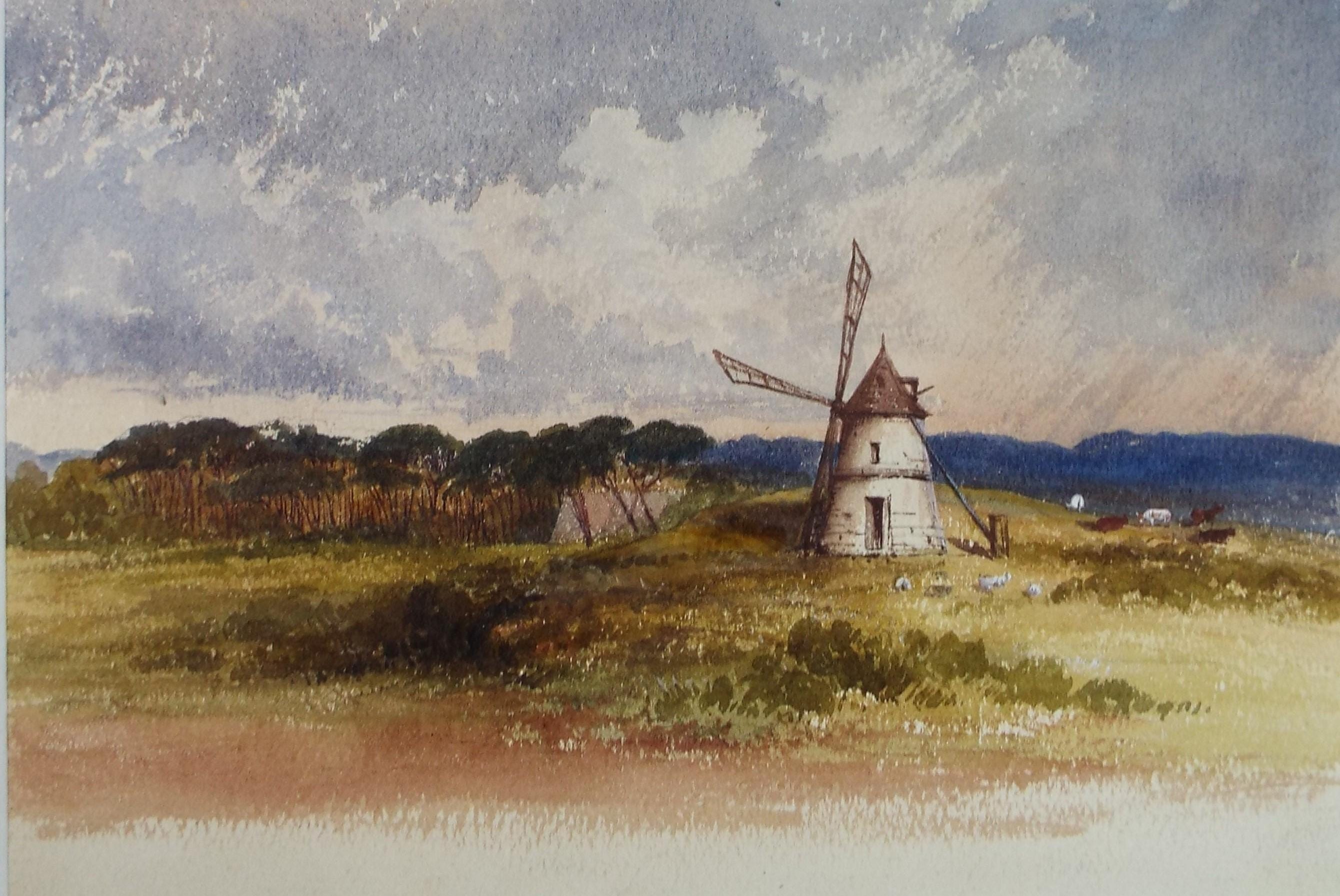 Original Watercolour,'Windmill in a Landscape', Late 19th Century