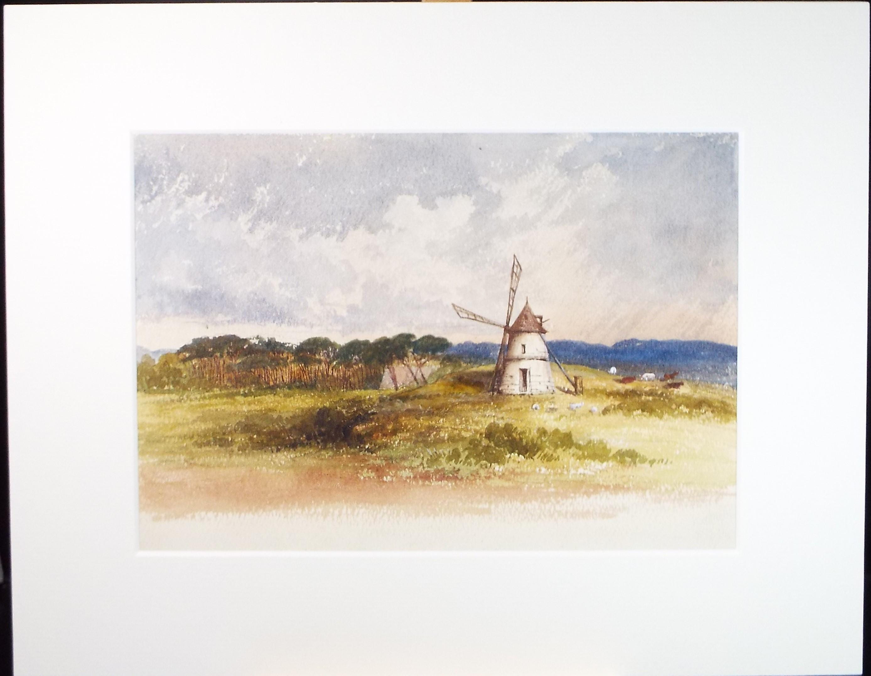 Original Watercolour,'Windmill in a Landscape', Late 19th Century