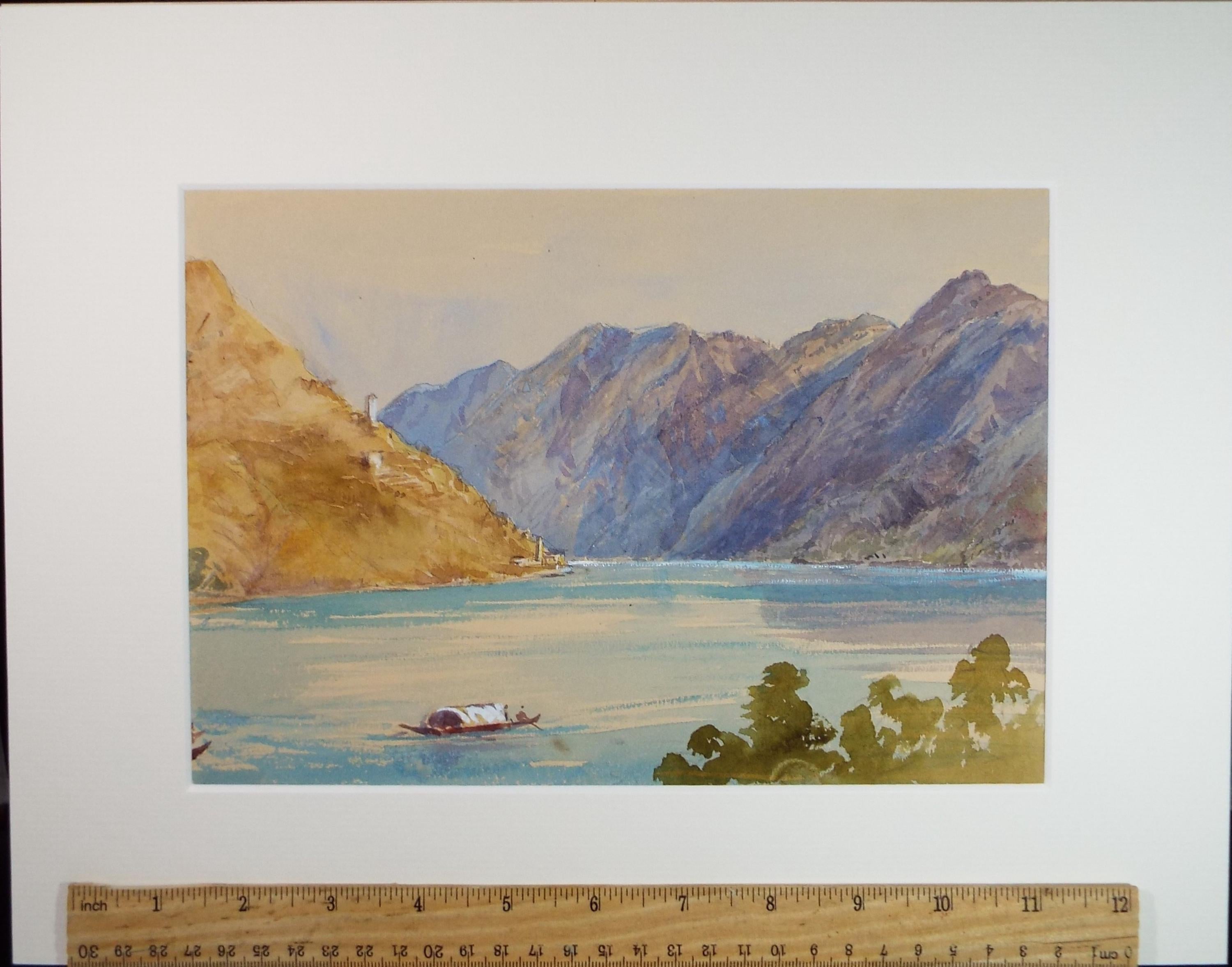 Original Watercolour, late 19th Century , 'Lake scene', Artist Unknown