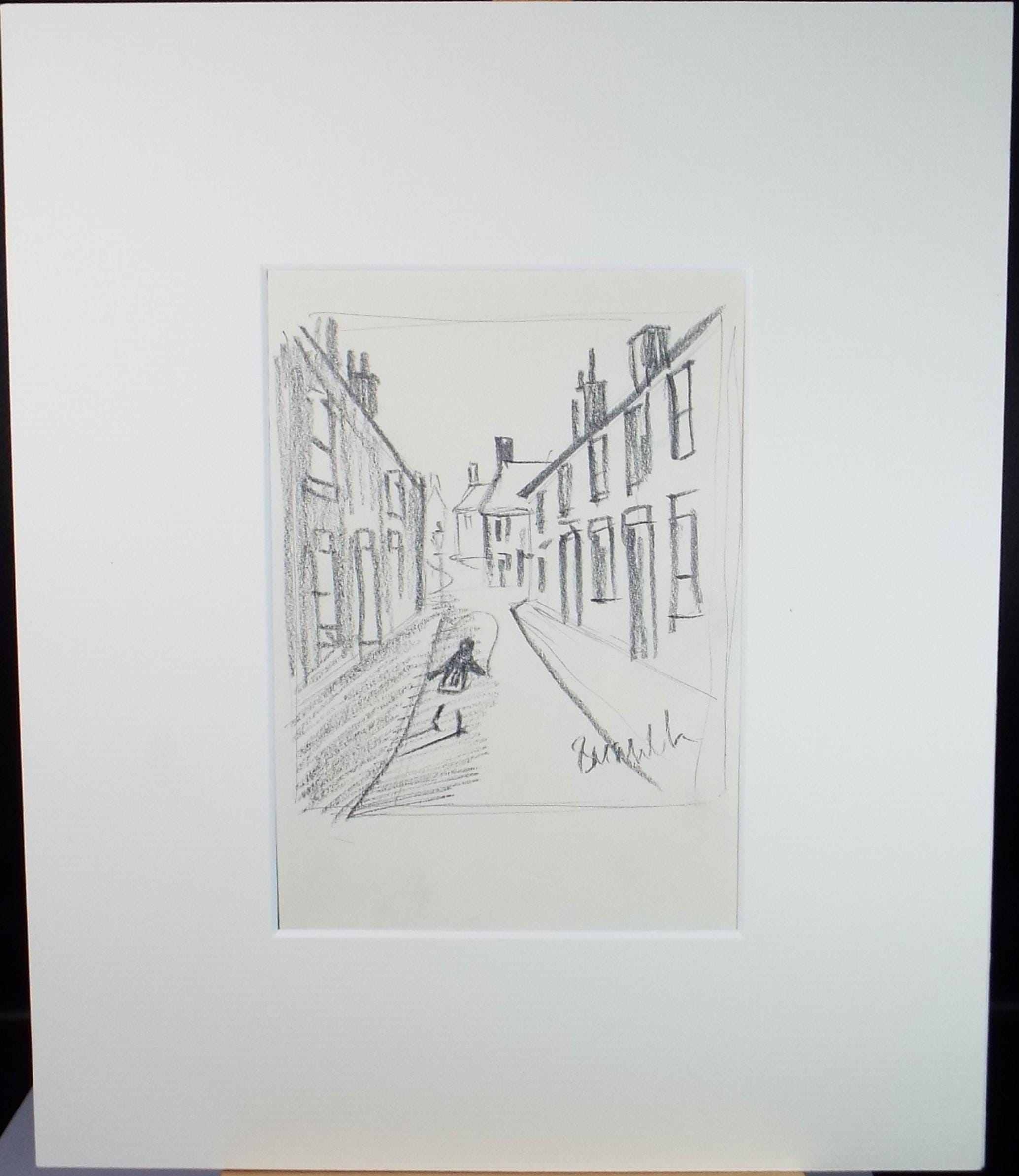 Pencil Drawing, 'Terraced Housing with Figure', Bernard McMullen (1952-2015)