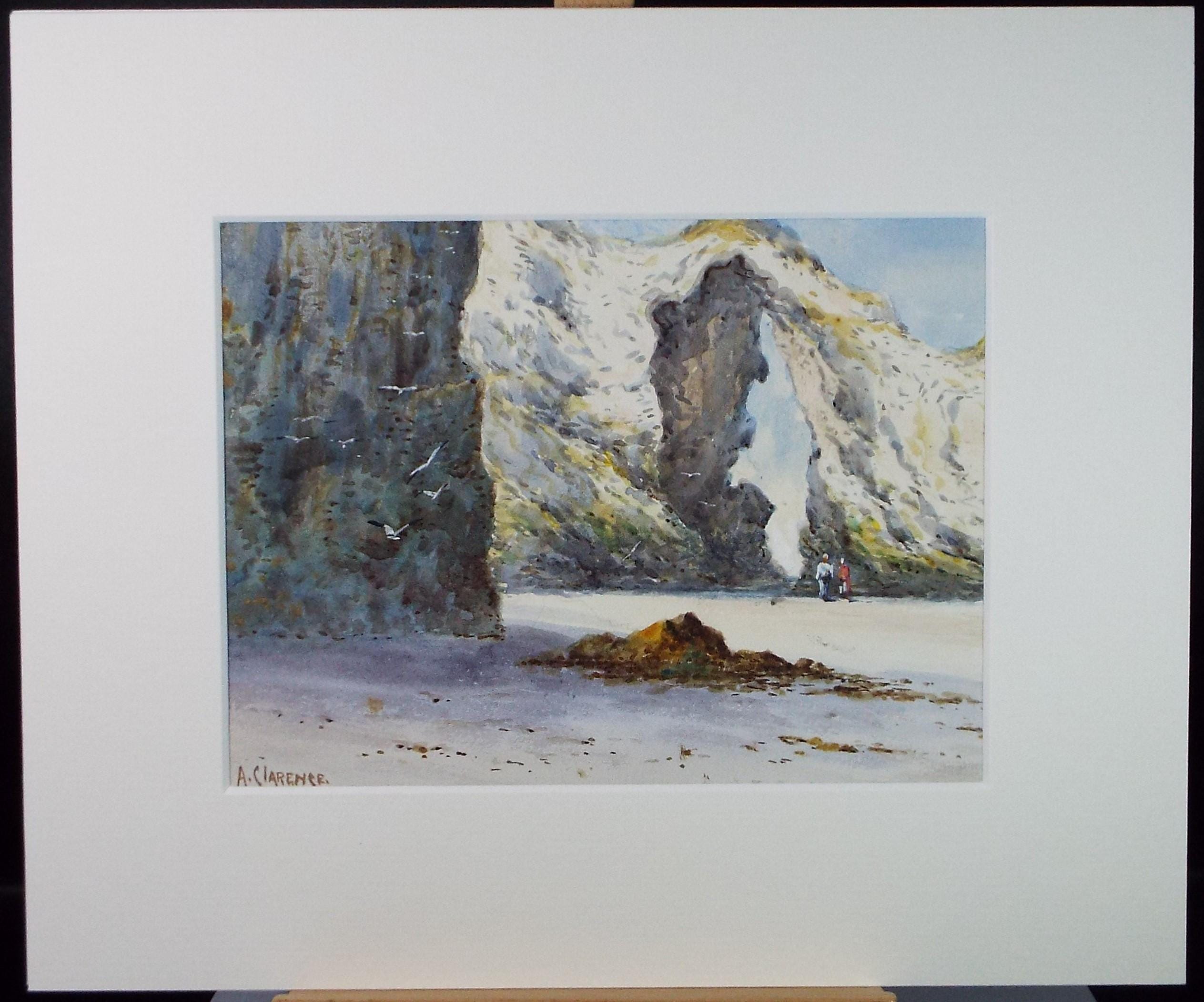 Original Watercolour, 'Perranporth Beach', A Clarence, circa 1980's