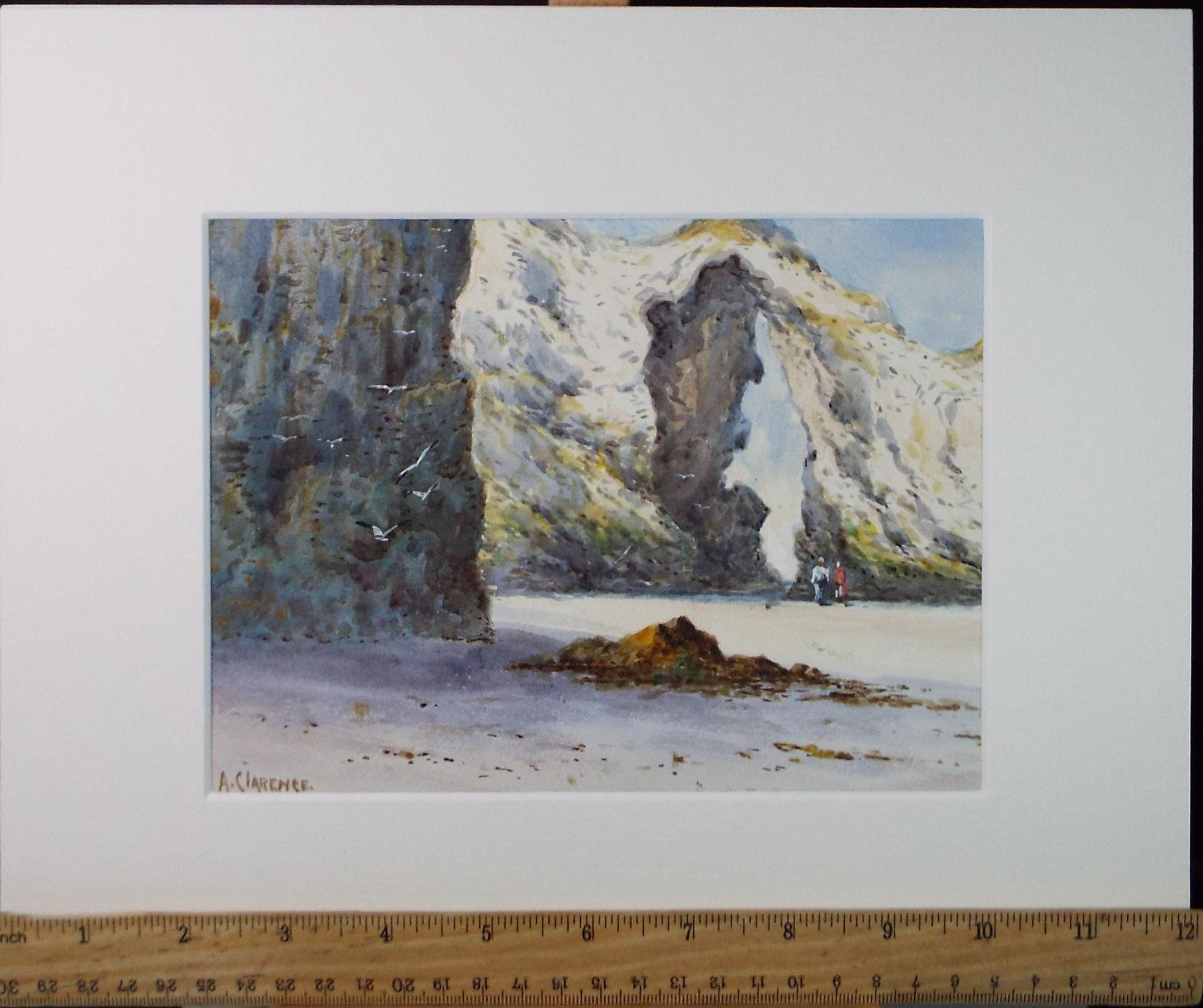 Original Watercolour, 'Perranporth Beach', A Clarence, circa 1980's