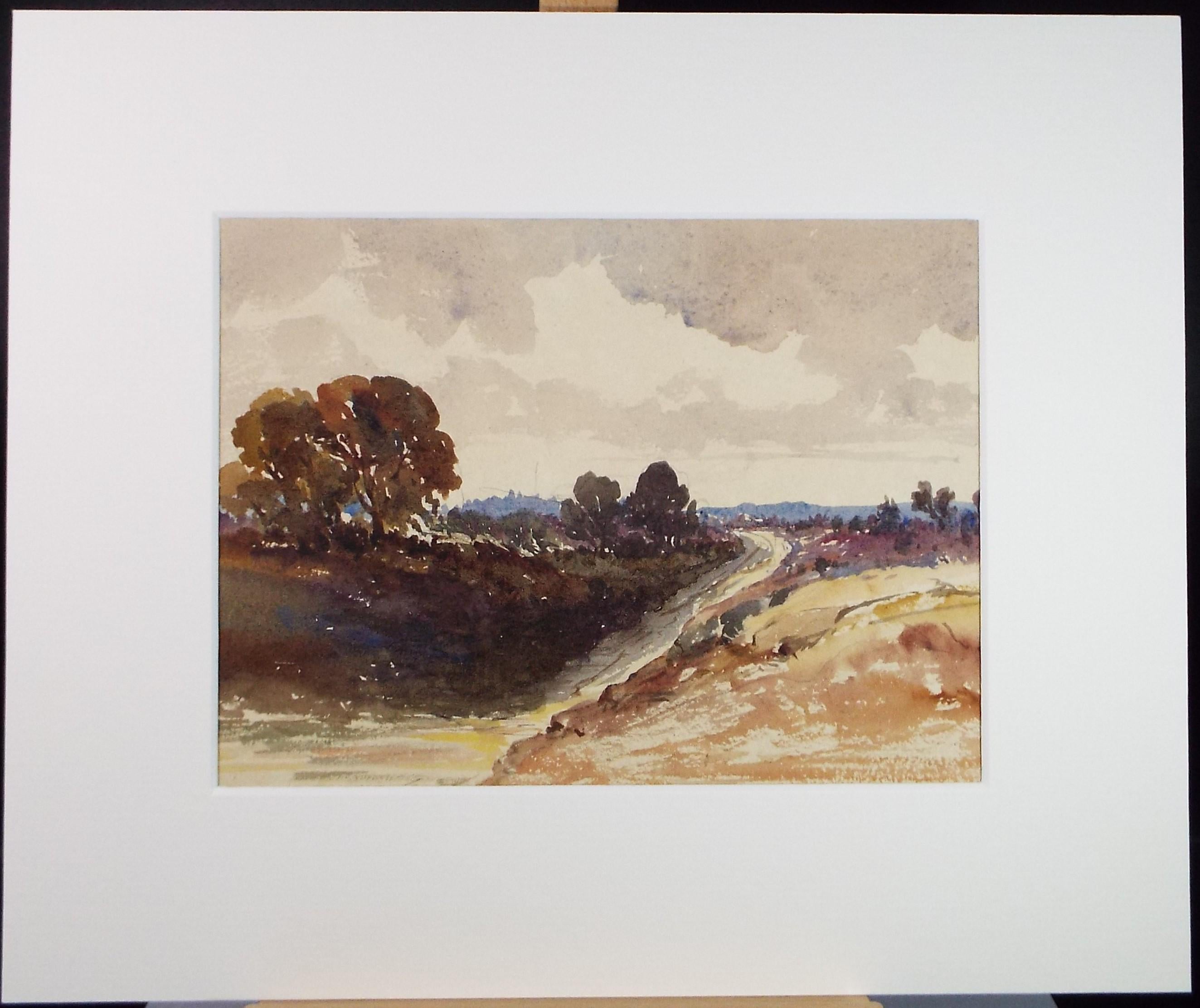 Original Watercolour, 'Track in a Landscape', Late 19th Century, unknown artist