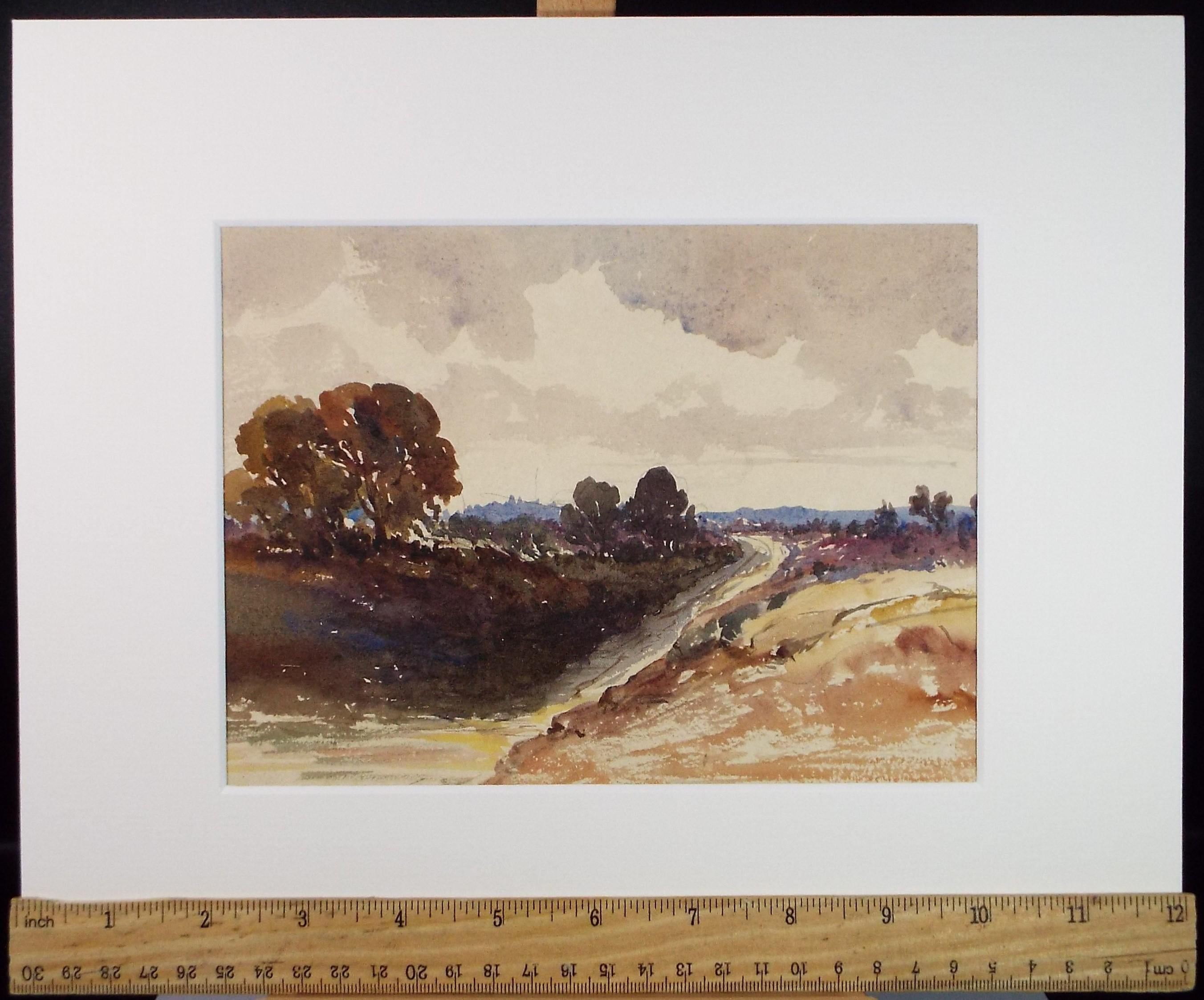 Original Watercolour, 'Track in a Landscape', Late 19th Century, unknown artist