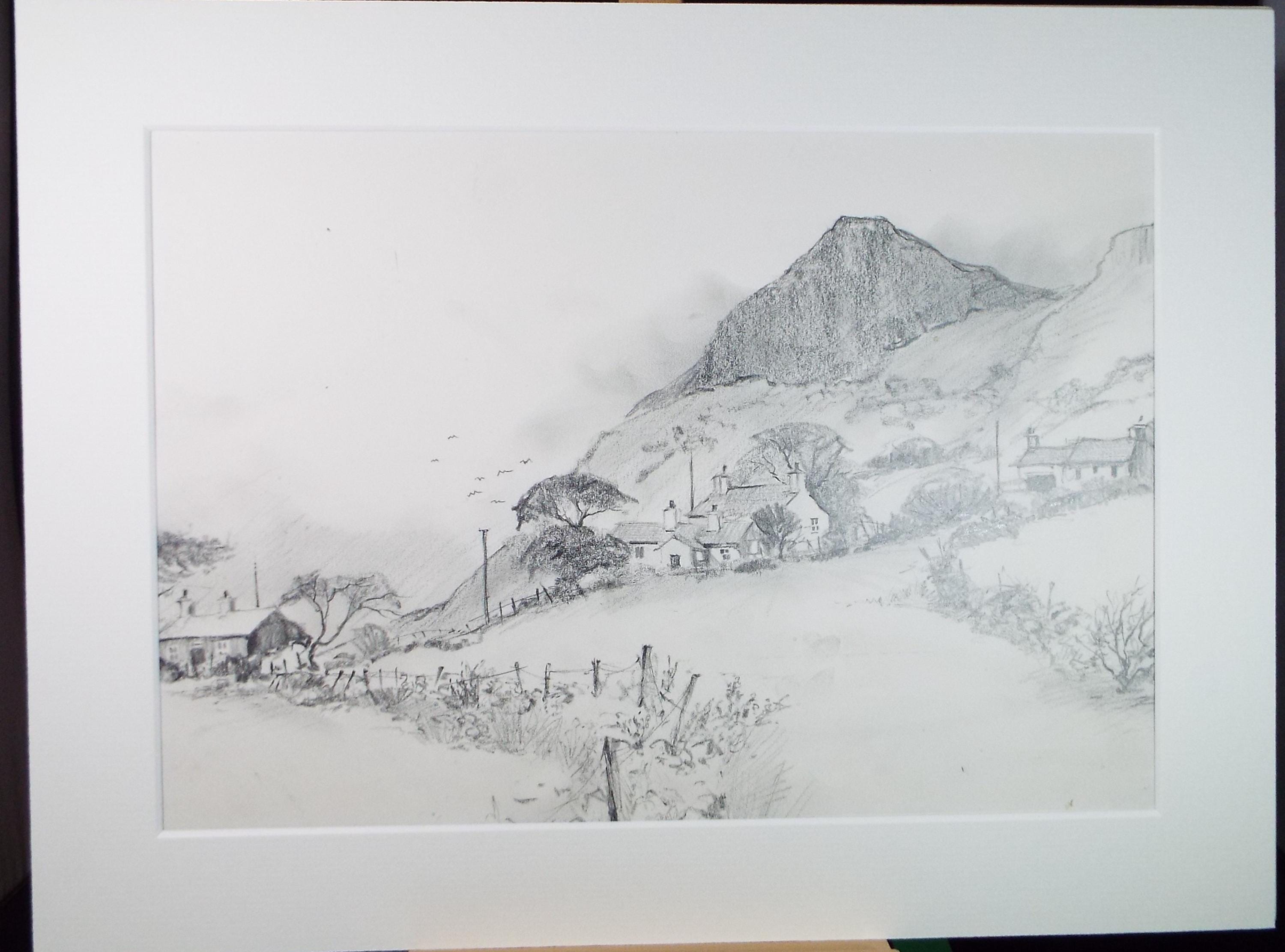 Original Pencil Drawing, 'Carn-Fadryn', Tom Sykes, Circa 1980's