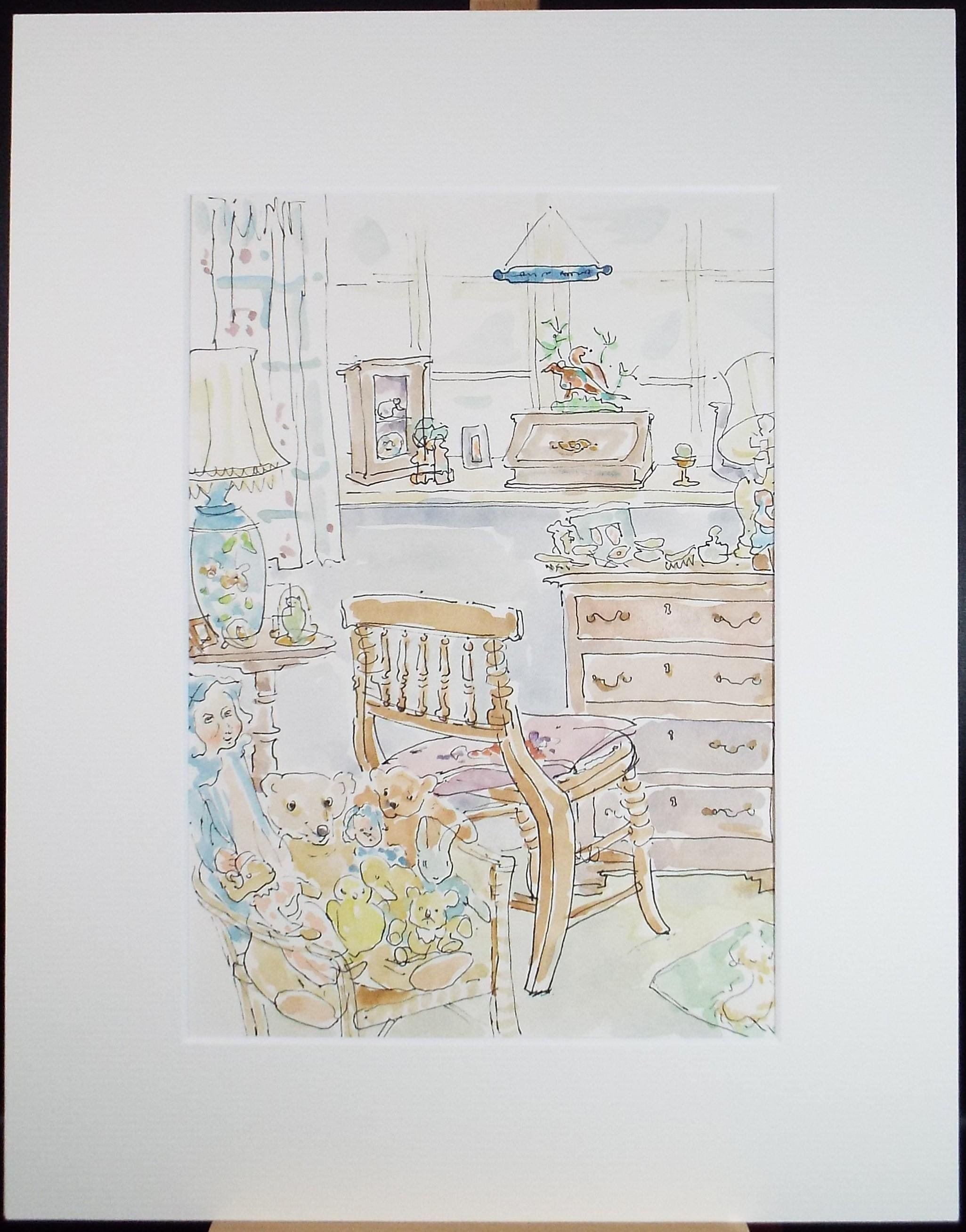 Original Watercolour, 'In the Nursery', artist Unknown, Dated 1996