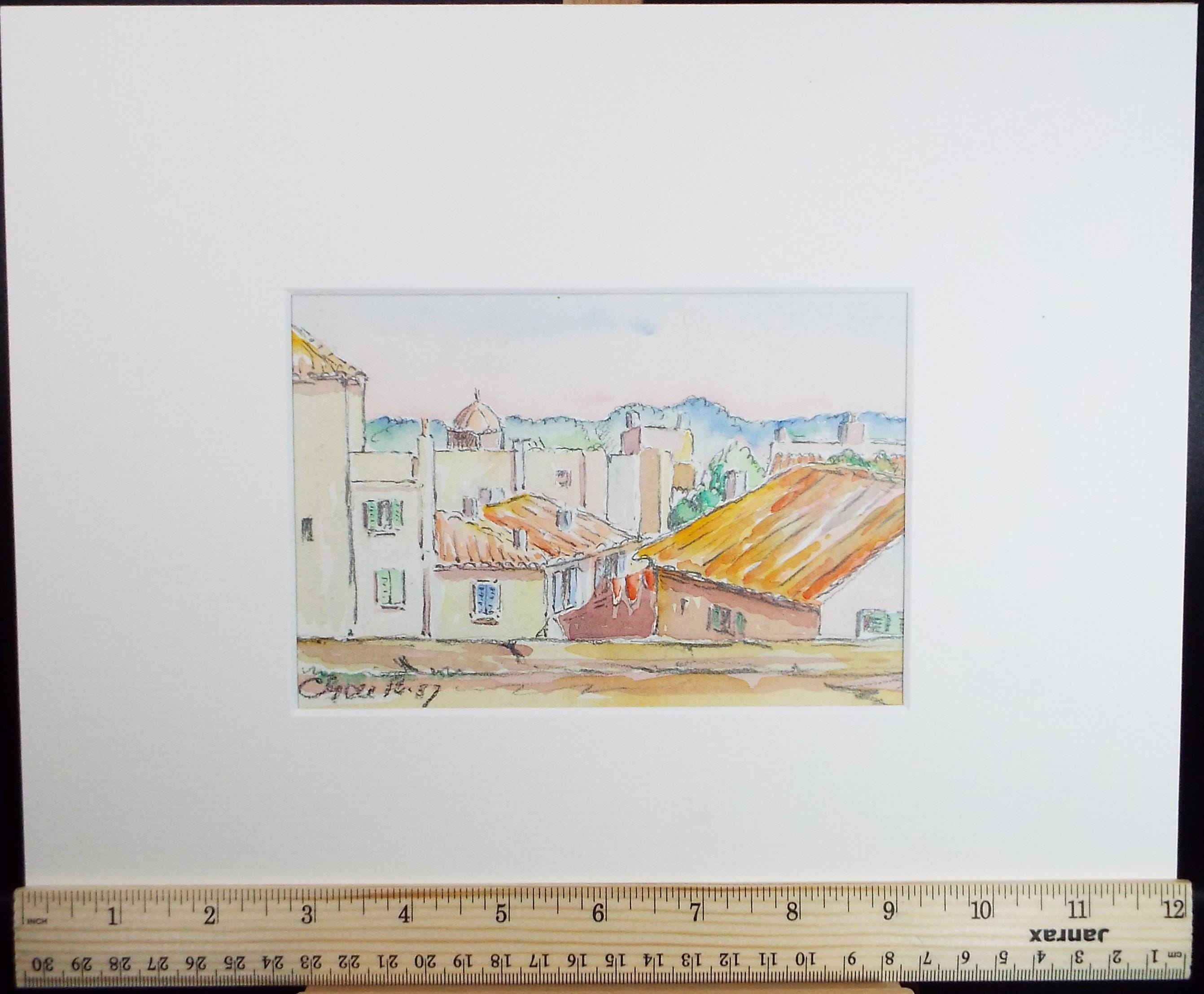 Original Watercolour & Pencil, 'Avignon', Cicely Glyn de Beers (1891-1973), Dated 1937