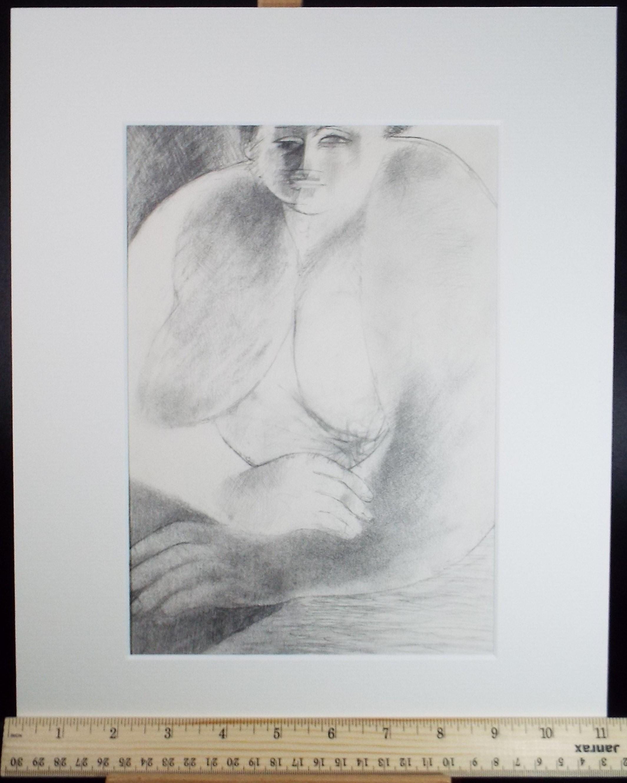 Original Pencil Drawing, 'Female Nude', Circa 1990's, Artist unknown