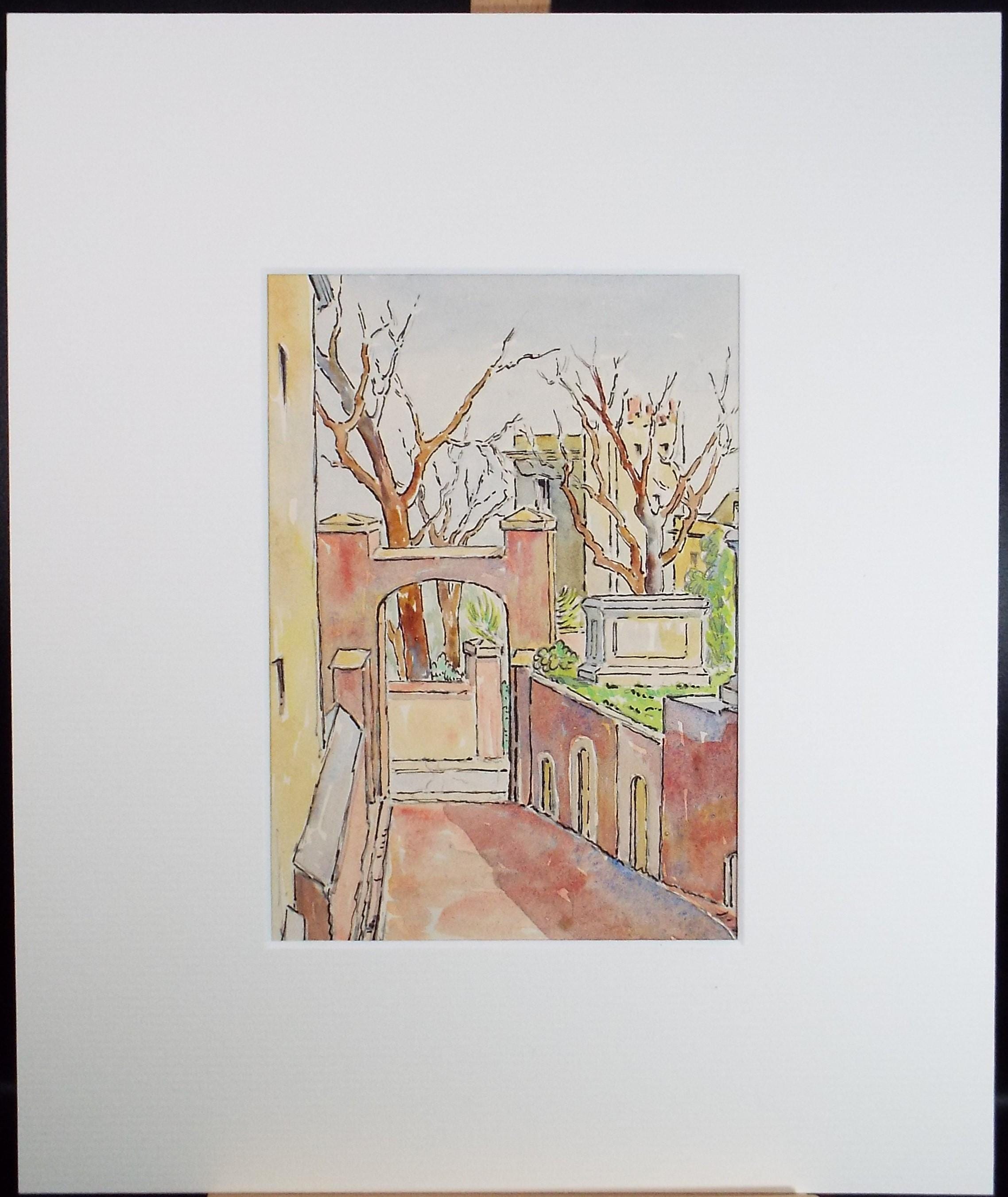 Original Watercolour & Pencil, 'Entranceway', Cicely Glyn de Beers (1891-1973), Circa 1930's