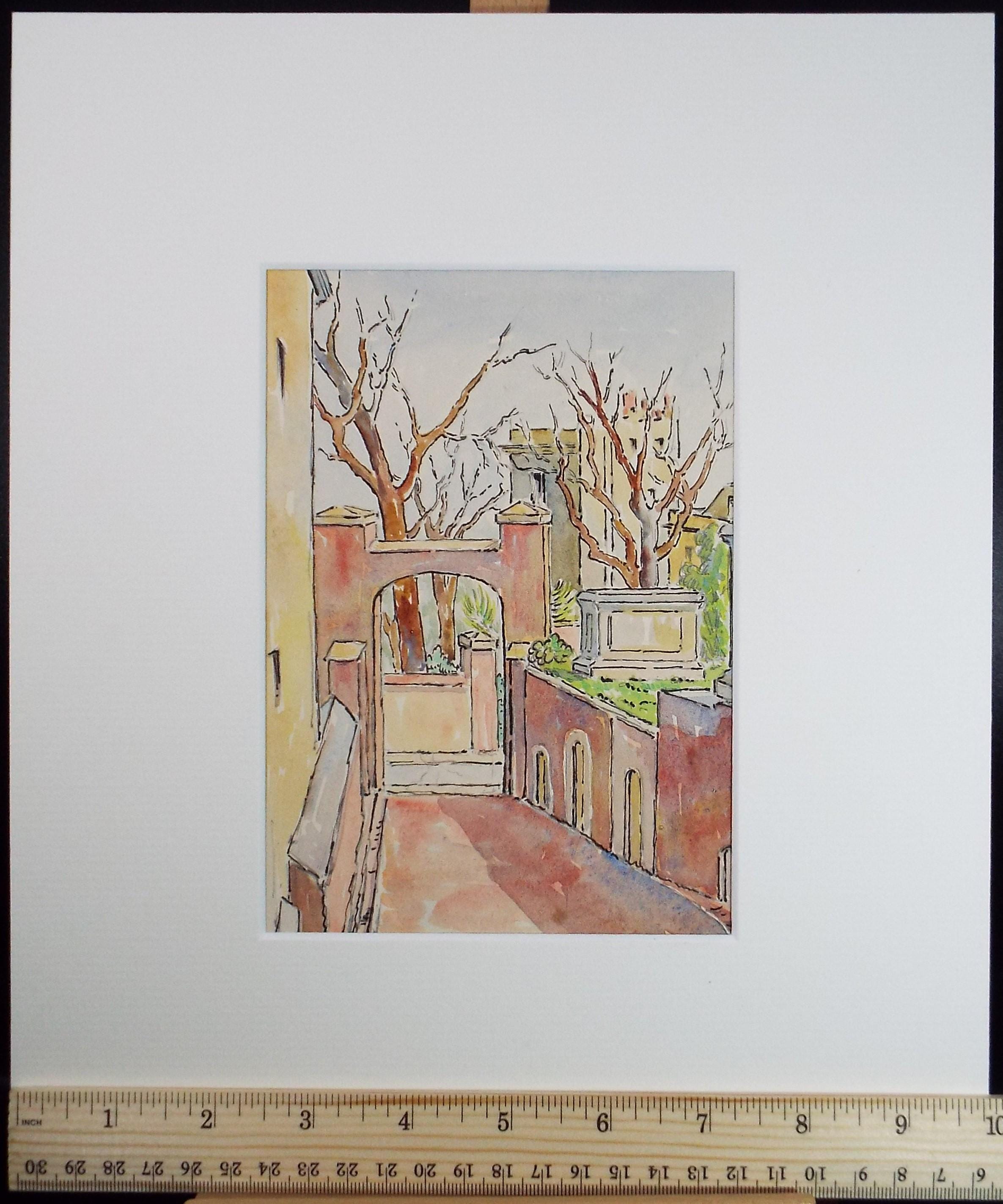 Original Watercolour & Pencil, 'Entranceway', Cicely Glyn de Beers (1891-1973), Circa 1930's