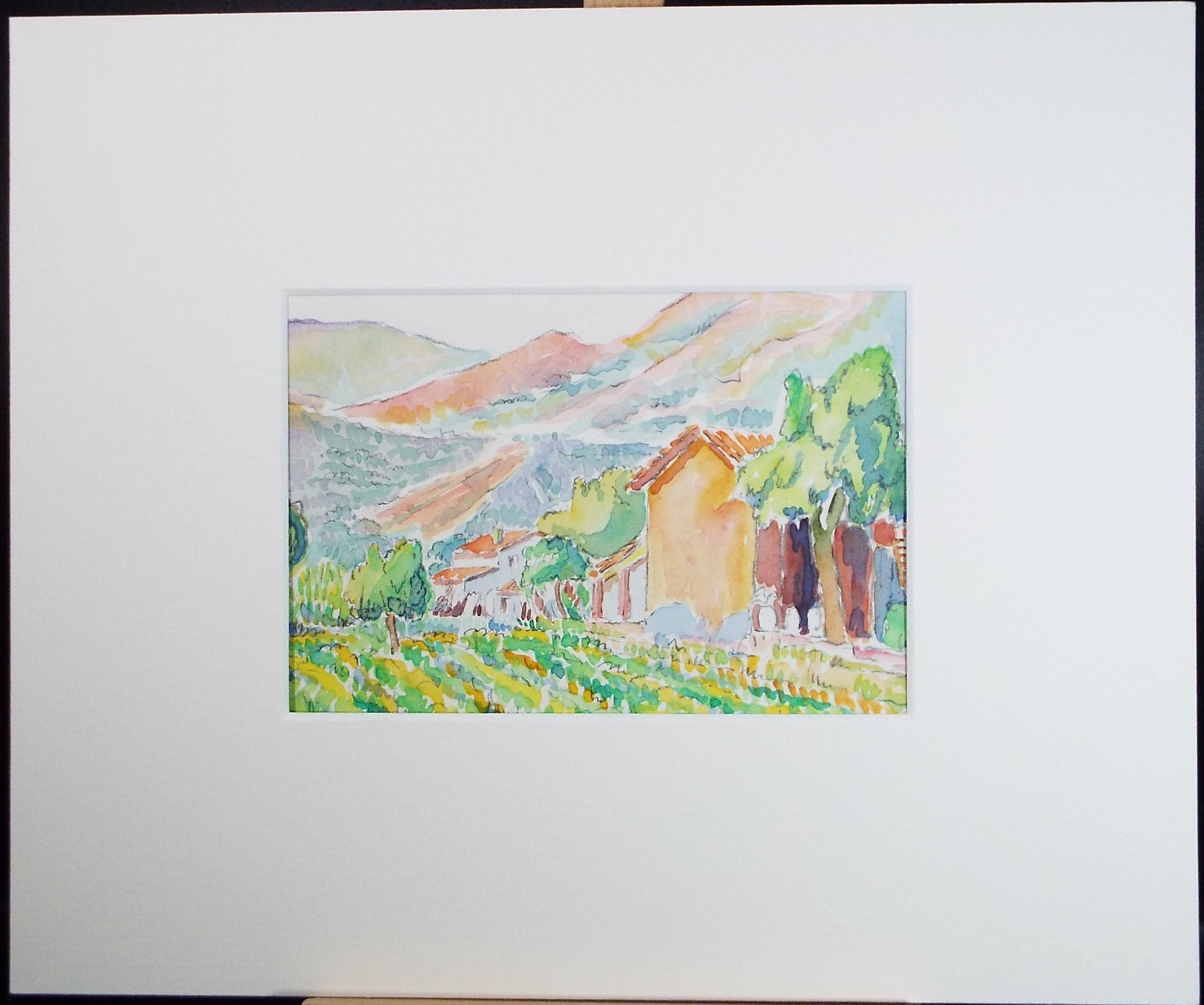 Original Watercolour & Pencil, 'Cabbage Fields', Cicely Glyn de Beers (1891-1973), Circa 1930's