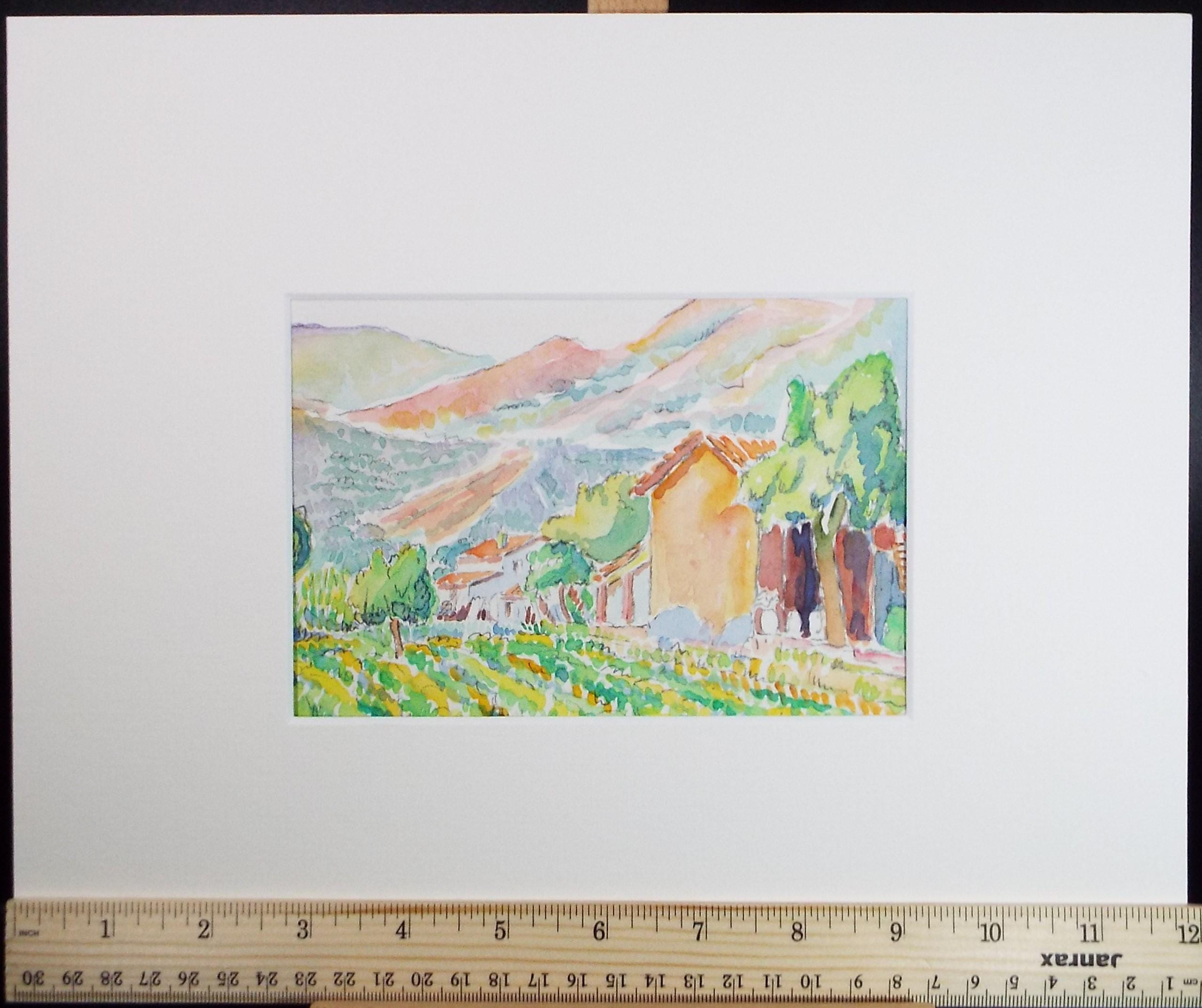 Original Watercolour & Pencil, 'Cabbage Fields', Cicely Glyn de Beers (1891-1973), Circa 1930's