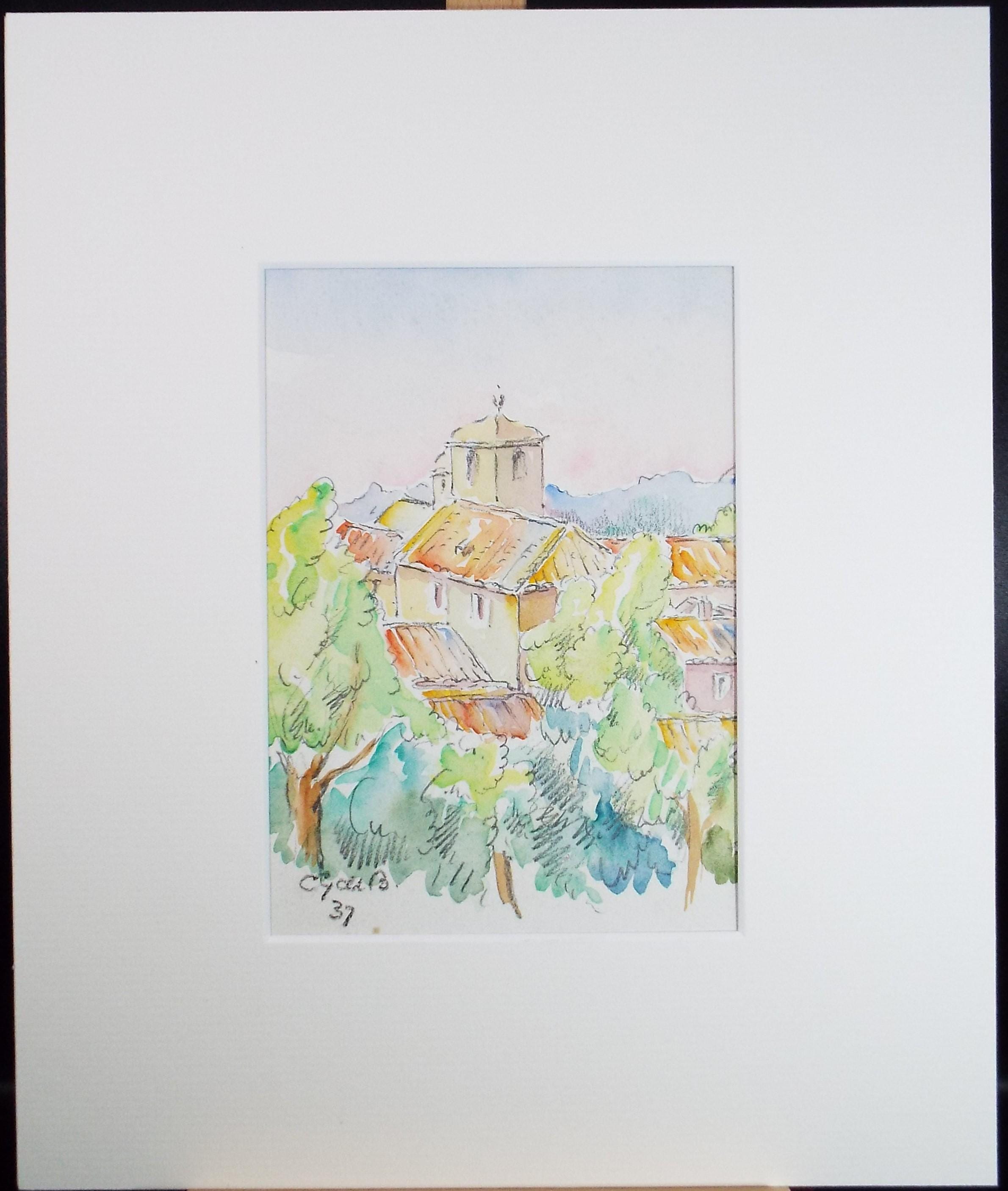 Original Watercolour & Pencil, 'Nimes', Cicely Glyn de Beers (1891-1973), Dated 1937