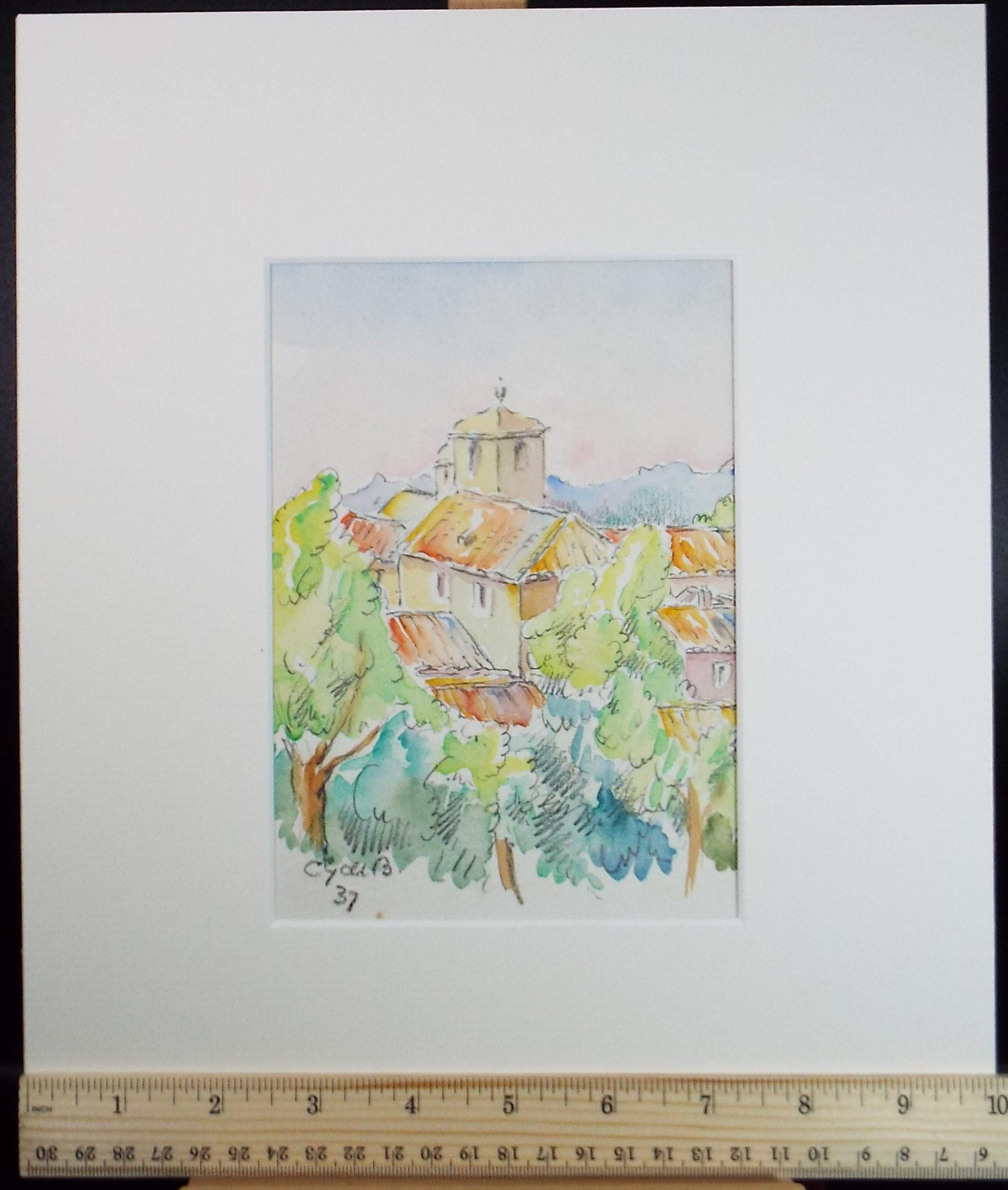 Original Watercolour & Pencil, 'Nimes', Cicely Glyn de Beers (1891-1973), Dated 1937