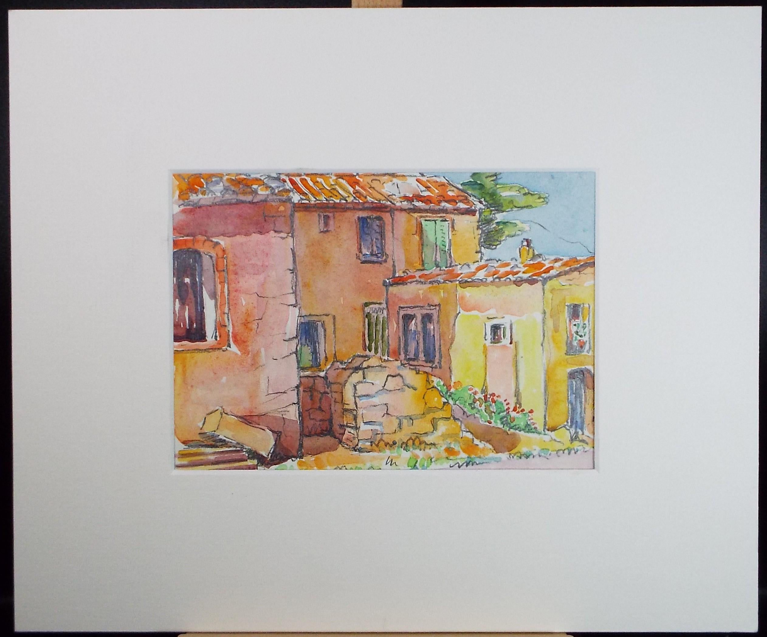 Original Watercolour & Pencil, 'French Farmhouse', Cicely Glyn de Beers (1891-1973), Dated 1938