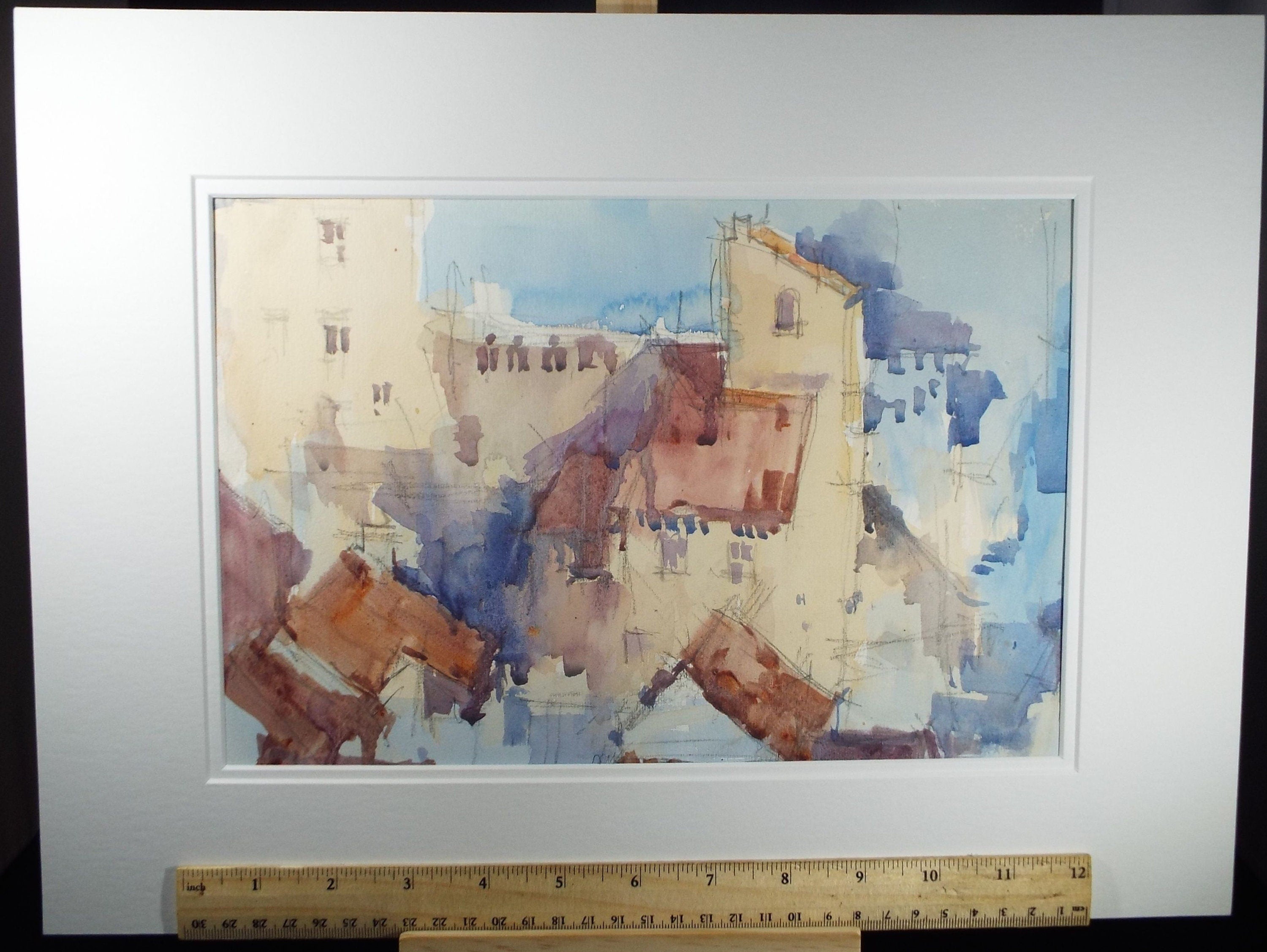 Michael Cadman RI ARCA (1920-2012)  c1990's, 'Italian Mountain Village'- Original Watercolour on Paper, Double Mounted ready for framing