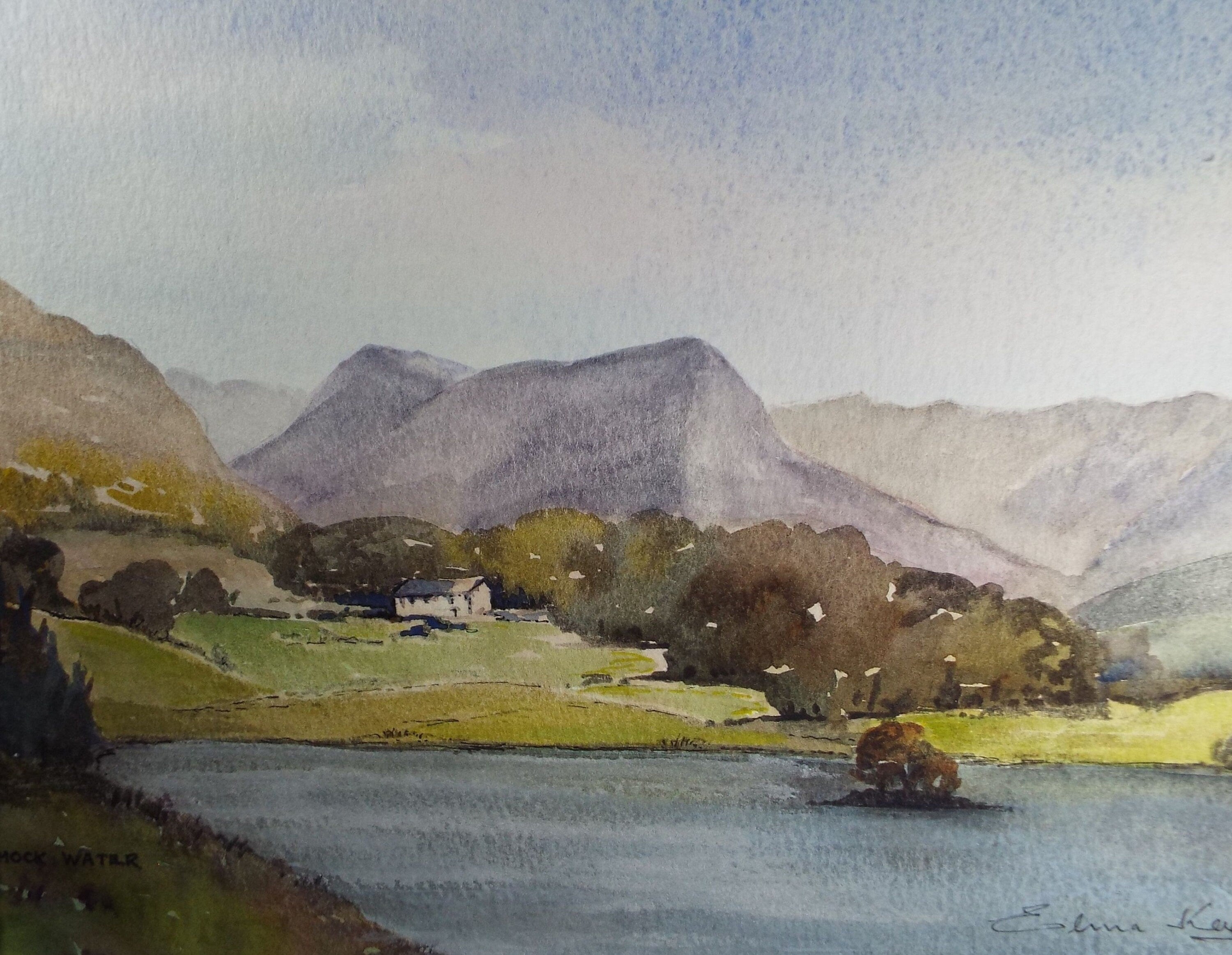 Elma Key (20-21st Century), British 'Lake District - Crummock Water' - Original Watercolour on Paper, Double Mounted ready for framing