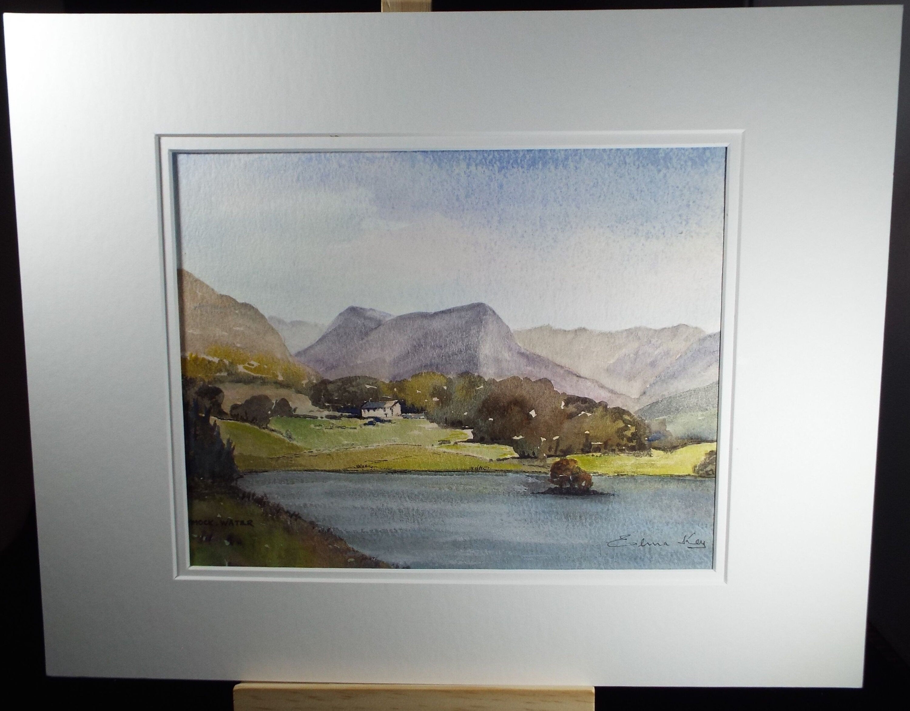 Elma Key (20-21st Century), British 'Lake District - Crummock Water' - Original Watercolour on Paper, Double Mounted ready for framing