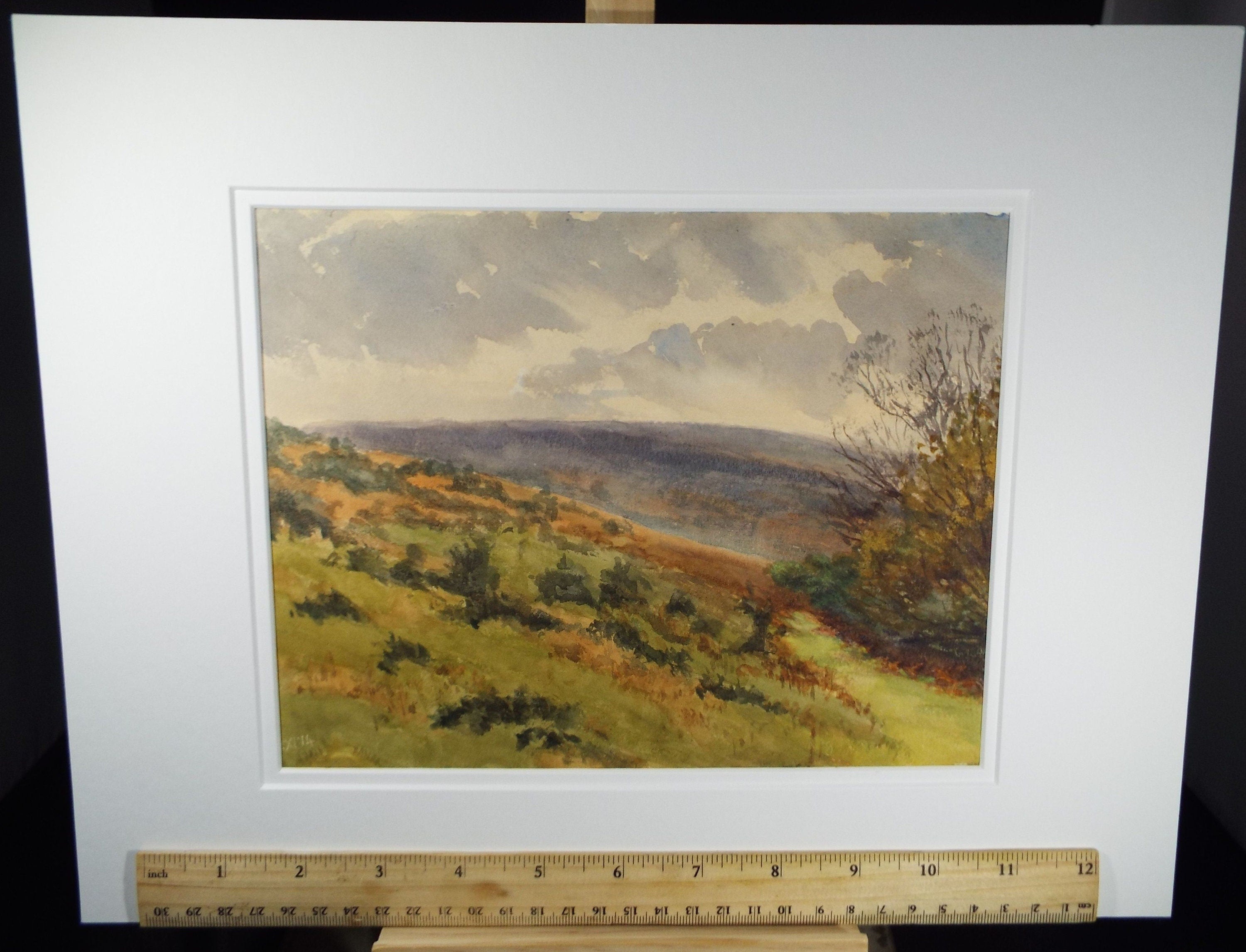 Original Watercolour, 'Autumn Hillside', 1914, Gabriel Thompson (1861-c1935)