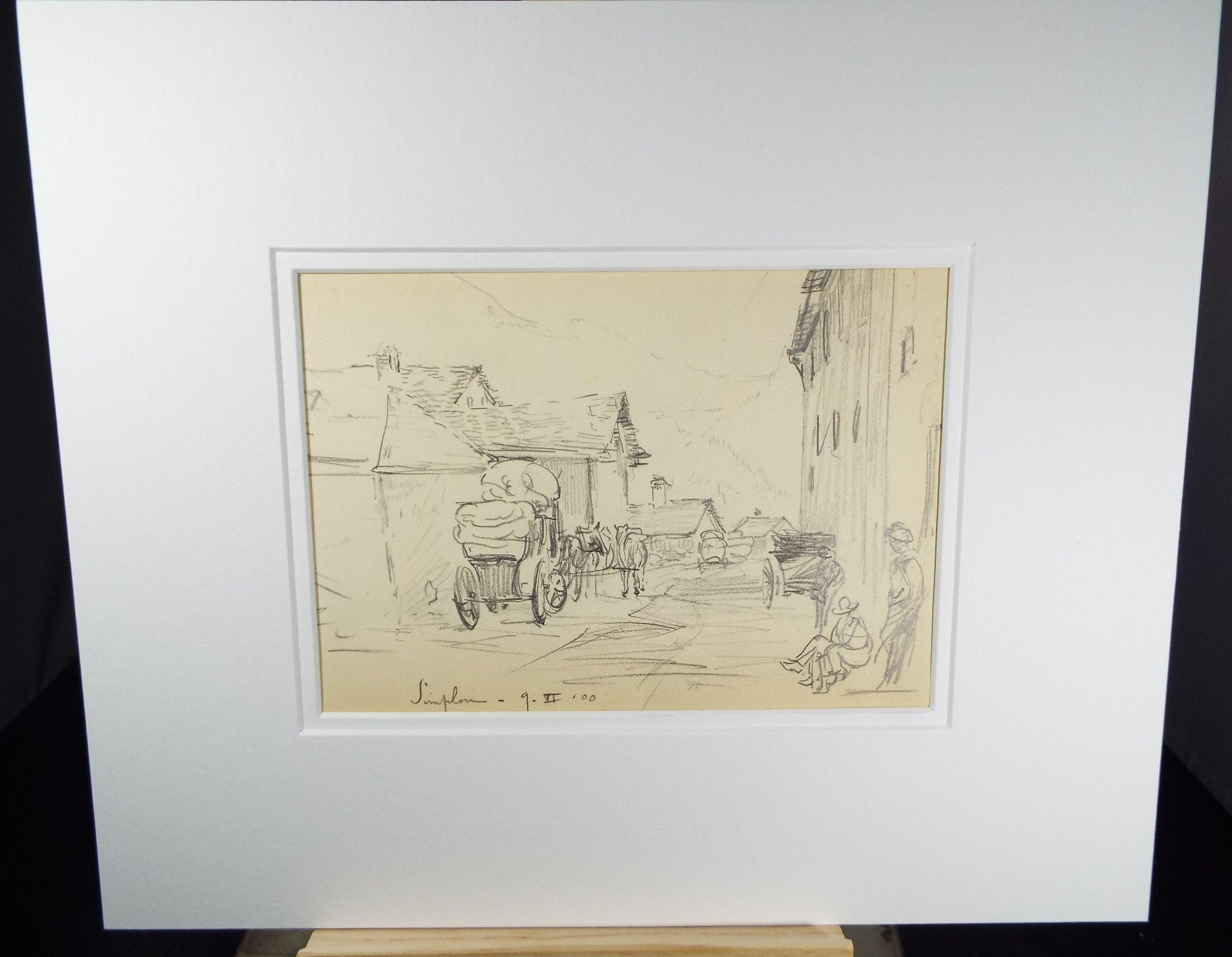 Original Pencil drawing , 'Simplon, Switzerland' 1900, Gabriel Thompson (1861-c1935)