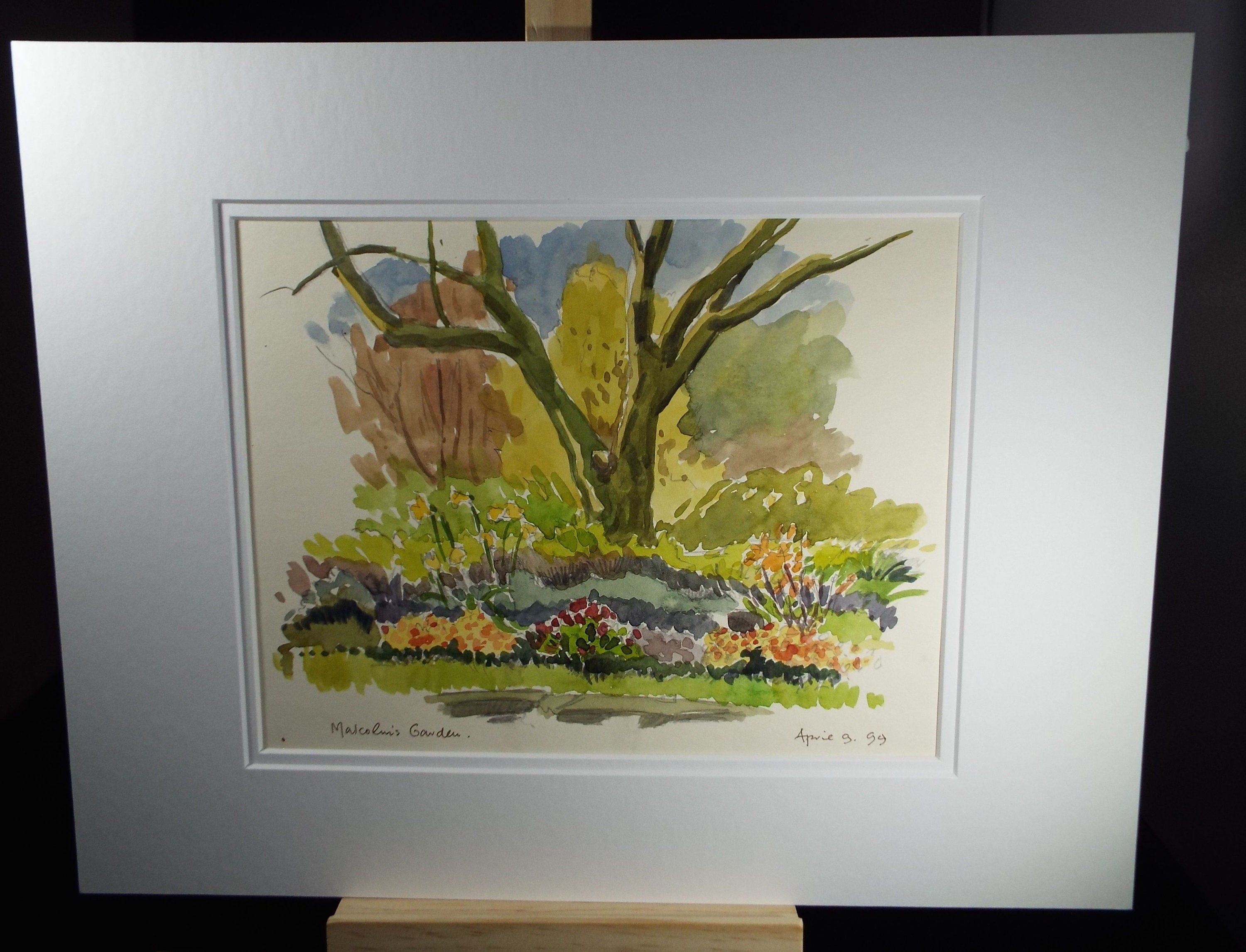 Terry Shelbourne (1930-2020), British,  'Malcolm's Garden' - Original Watercolour on Paper, Double Mounted ready for framing