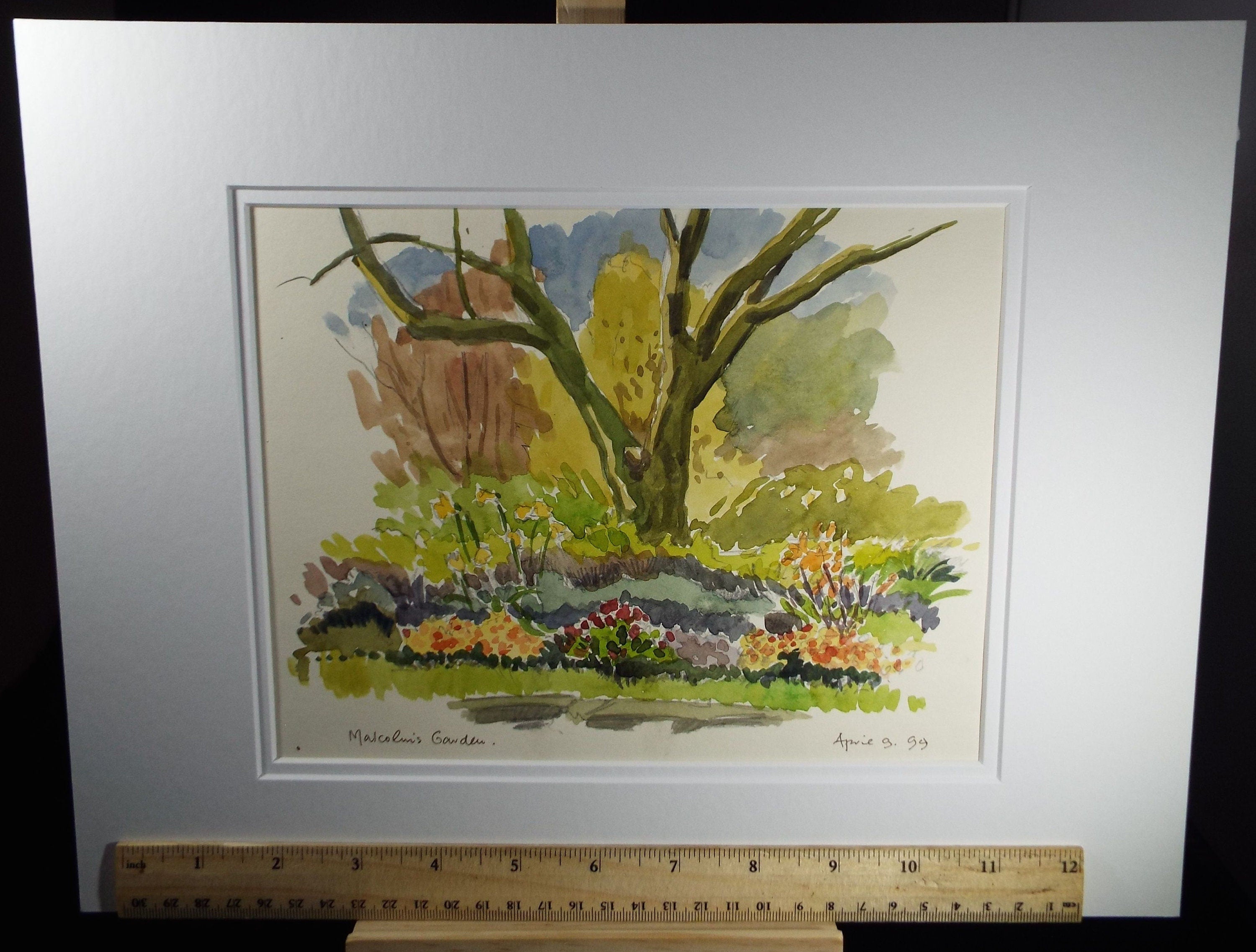 Terry Shelbourne (1930-2020), British,  'Malcolm's Garden' - Original Watercolour on Paper, Double Mounted ready for framing