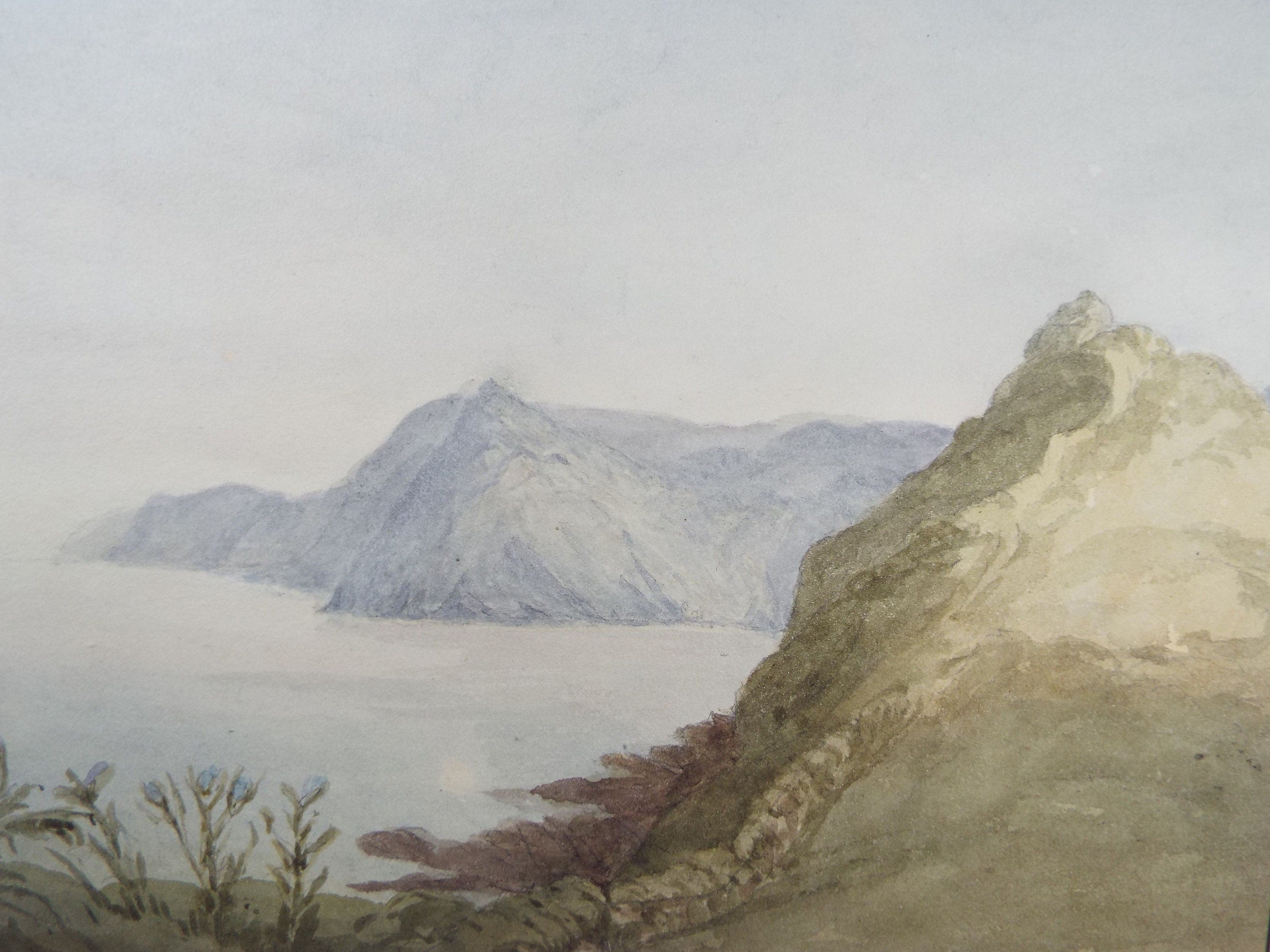 Original Watercolour c1820's, 'Rocky Coast ' Unknown Artist - Marine Landscape - Coastal Cliffs