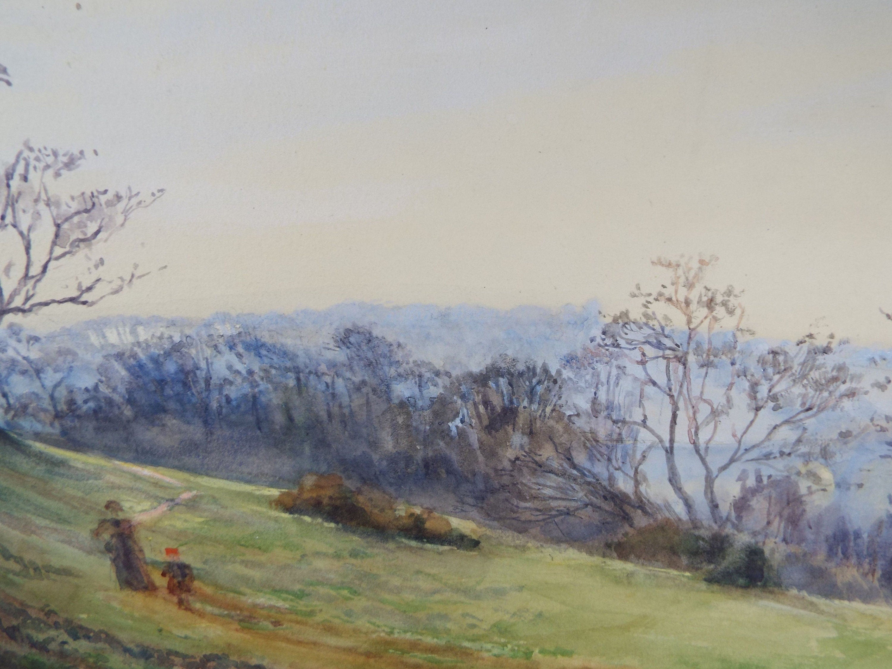 Original Watercolour, 'A Country Walk, Winter', 1909, Gabriel Thompson (1861-c1935)