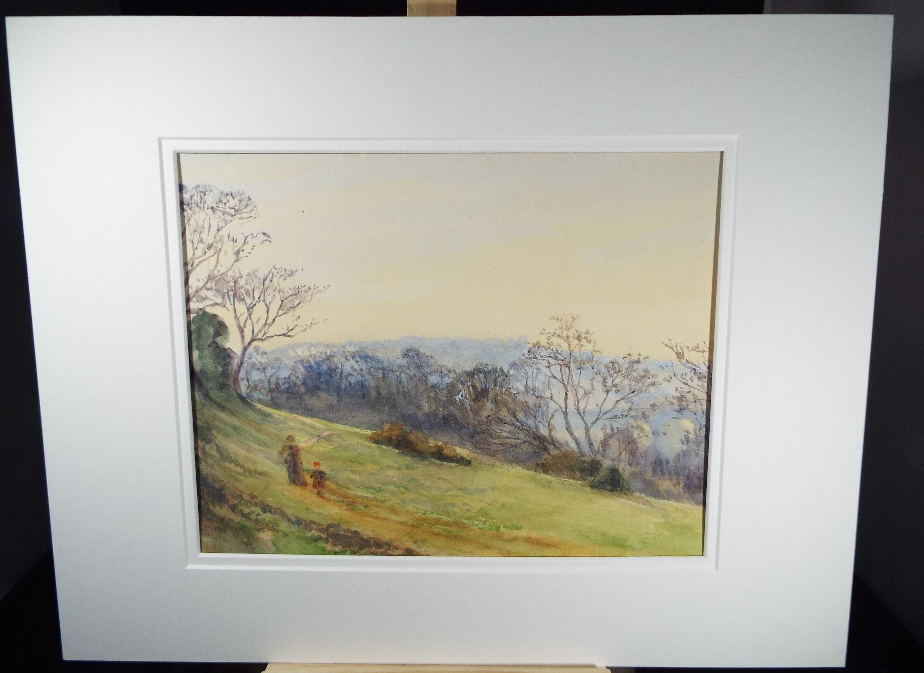 Original Watercolour, 'A Country Walk, Winter', 1909, Gabriel Thompson (1861-c1935)