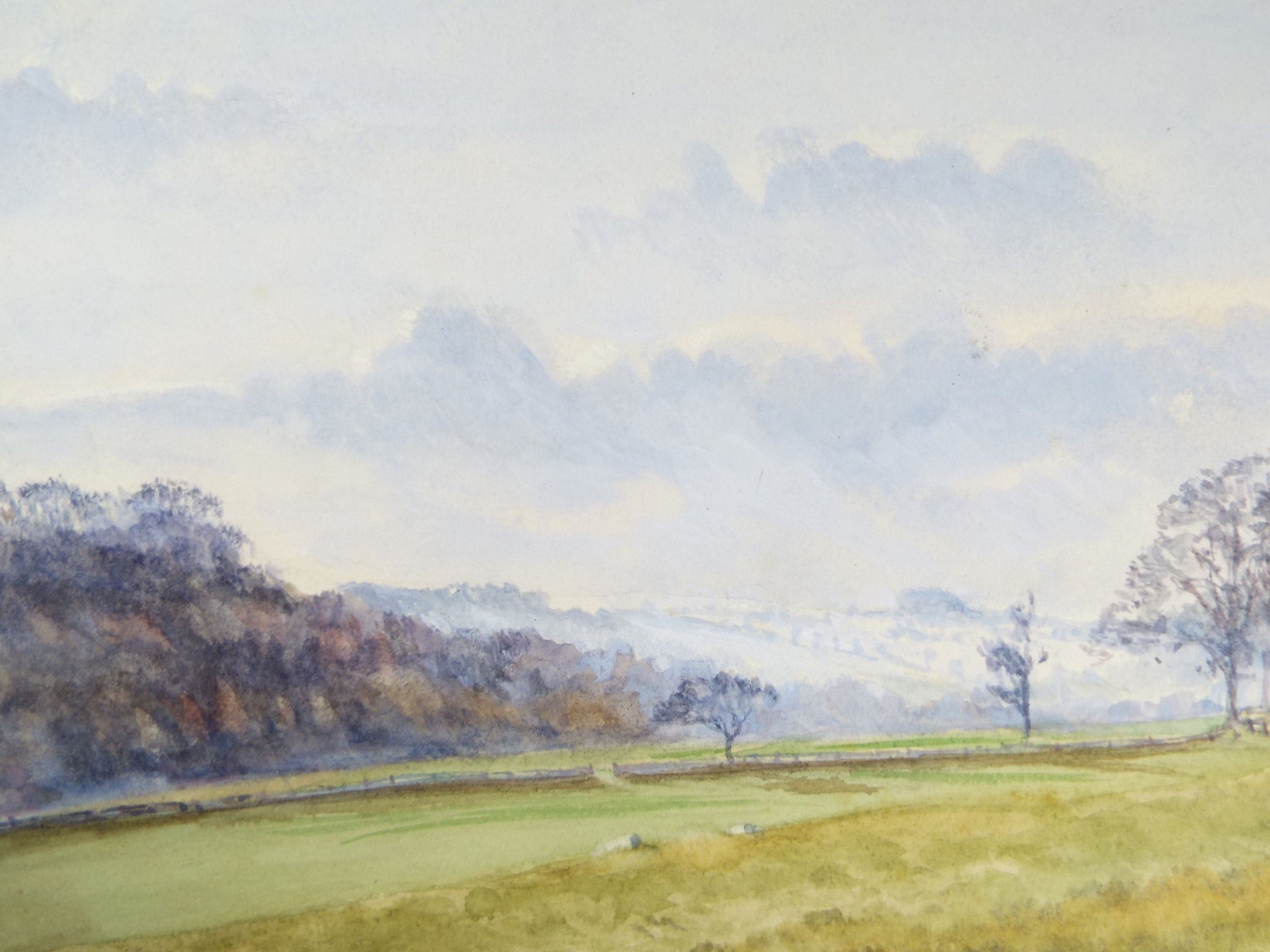 Original Watercolour, 'Winter Field', c1910, Gabriel Thompson (1861-1935)