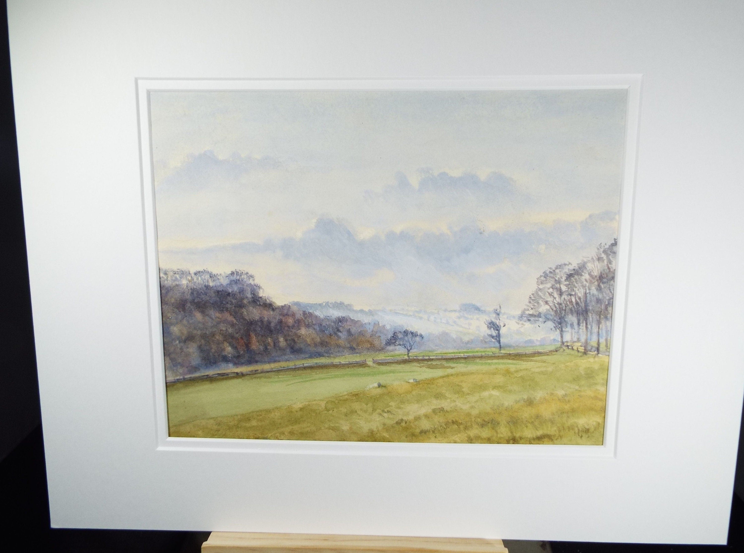 Original Watercolour, 'Winter Field', c1910, Gabriel Thompson (1861-1935)